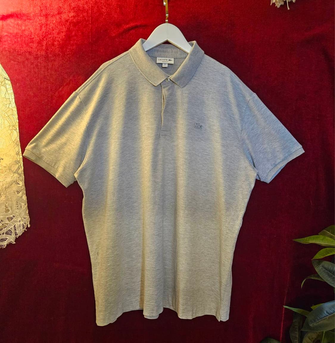 라코스테(LACOSTE) 그레이 패치 레귤러핏 반팔 카라티 XL 상품이미지1