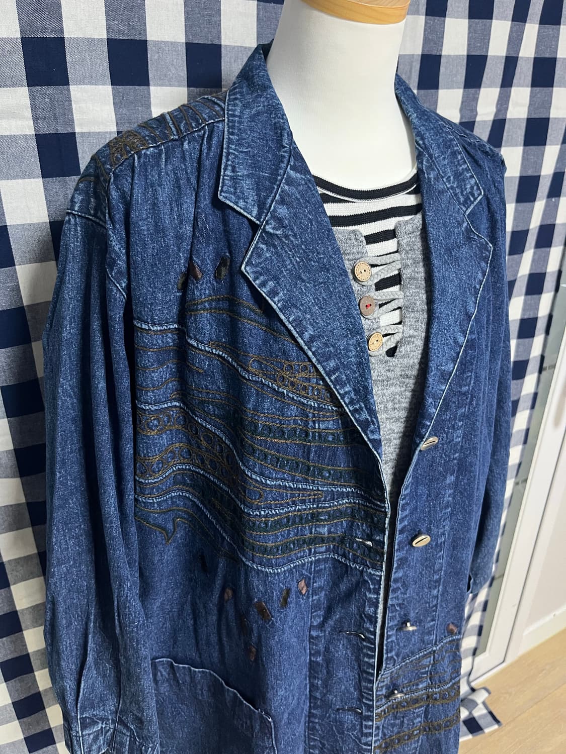 오버사이즈 자수 데님 재킷 상품이미지7