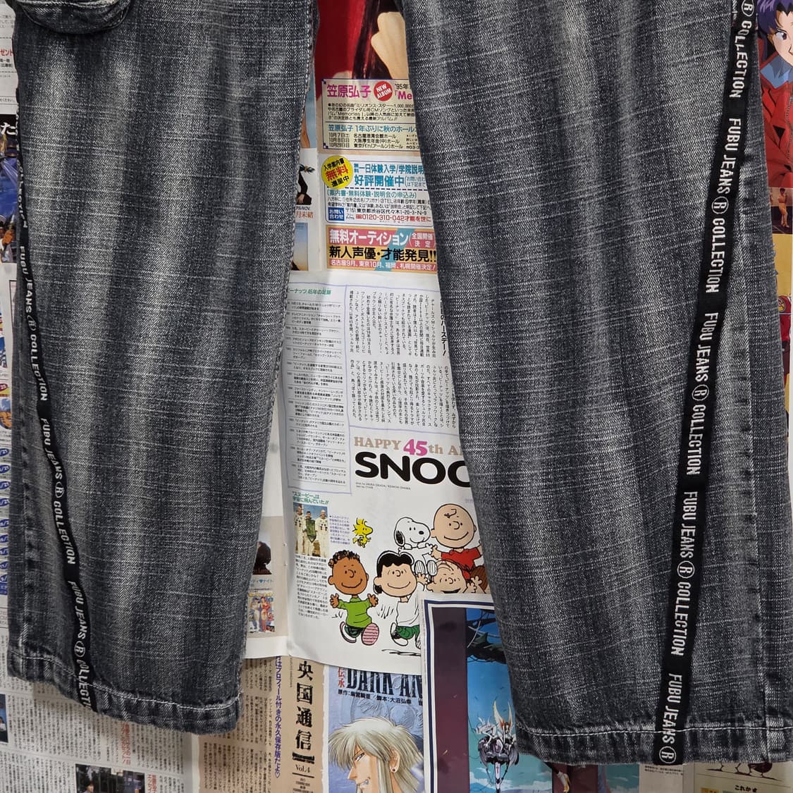 후부 올드스쿨 그레이 워싱 포켓 카고 데님 팬츠 상품이미지5