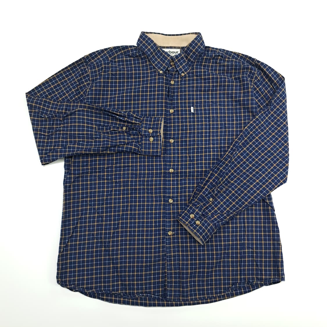 CN677 2XL 바버 로얄네이비 스몰체크 플란넬 긴팔 셔츠 남방 상품이미지2