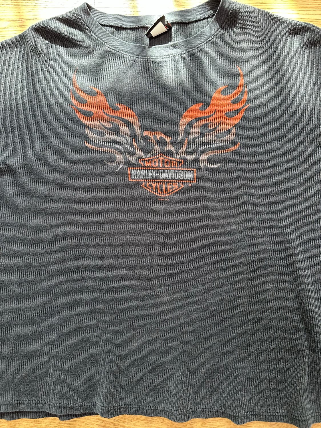 빈티지 할리데이비슨 써멀 롱슬리브 와플티 상품이미지3