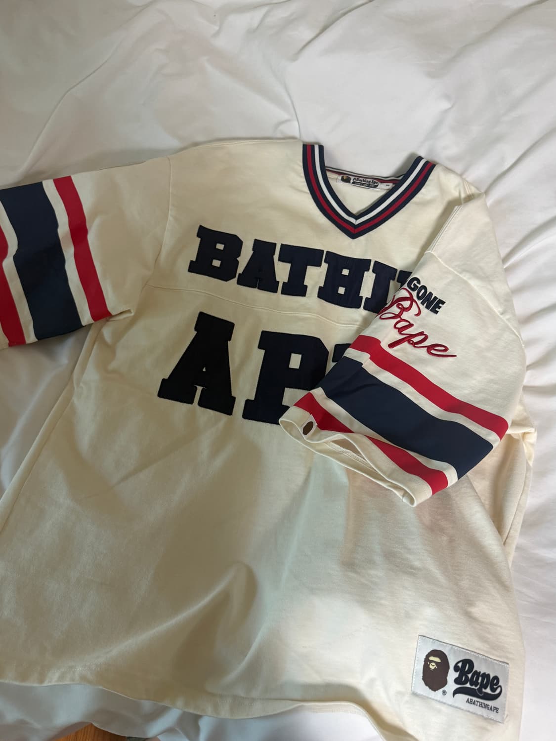 베이프 BAPE 93번 풋볼 저지 티셔츠 아이보리 상품이미지6