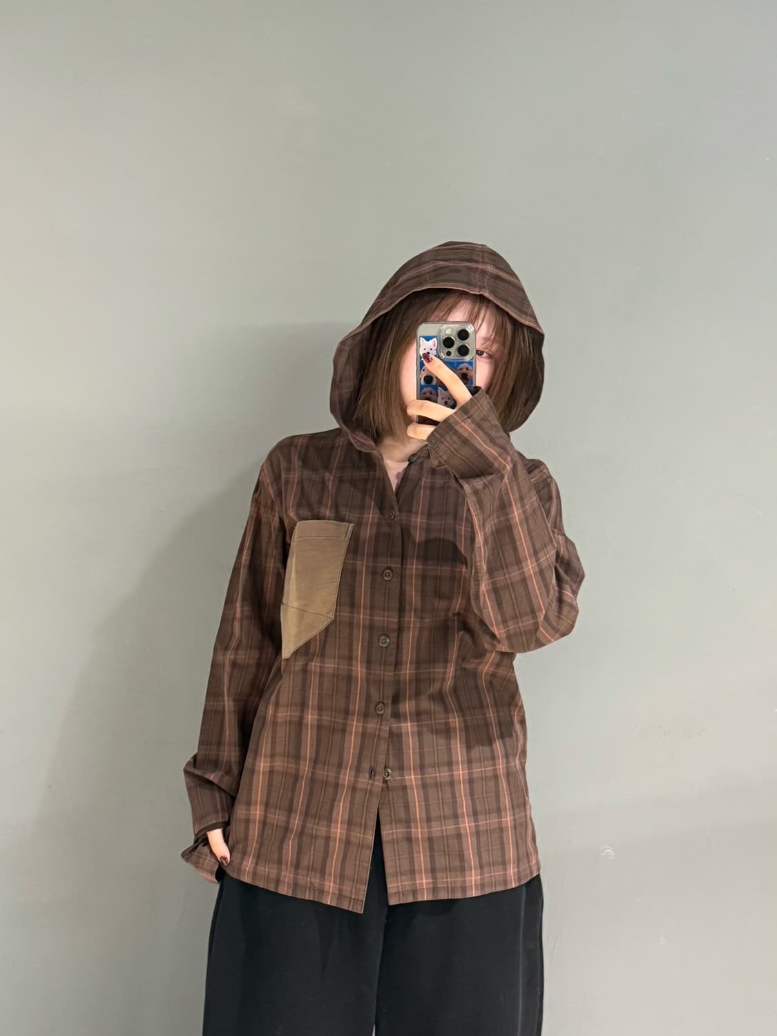 PPFM check pattern hood shirt 상품이미지1