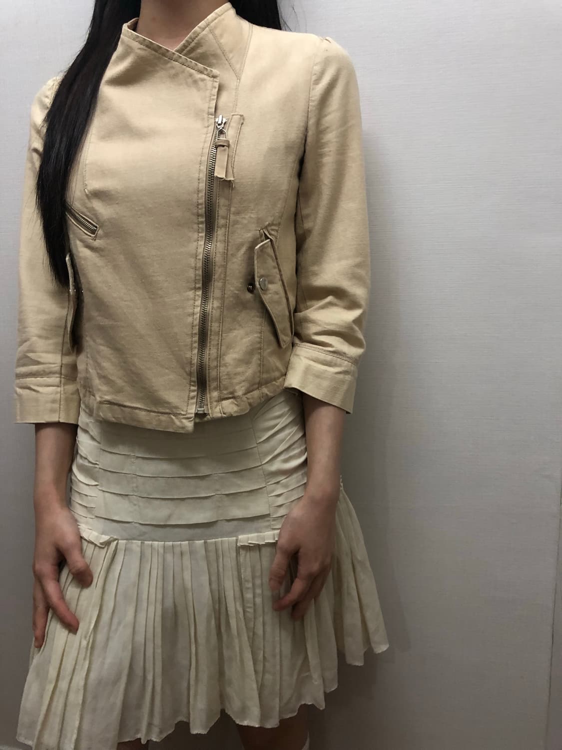 빈티지 베이지 펑크 코튼 자켓 상품이미지5