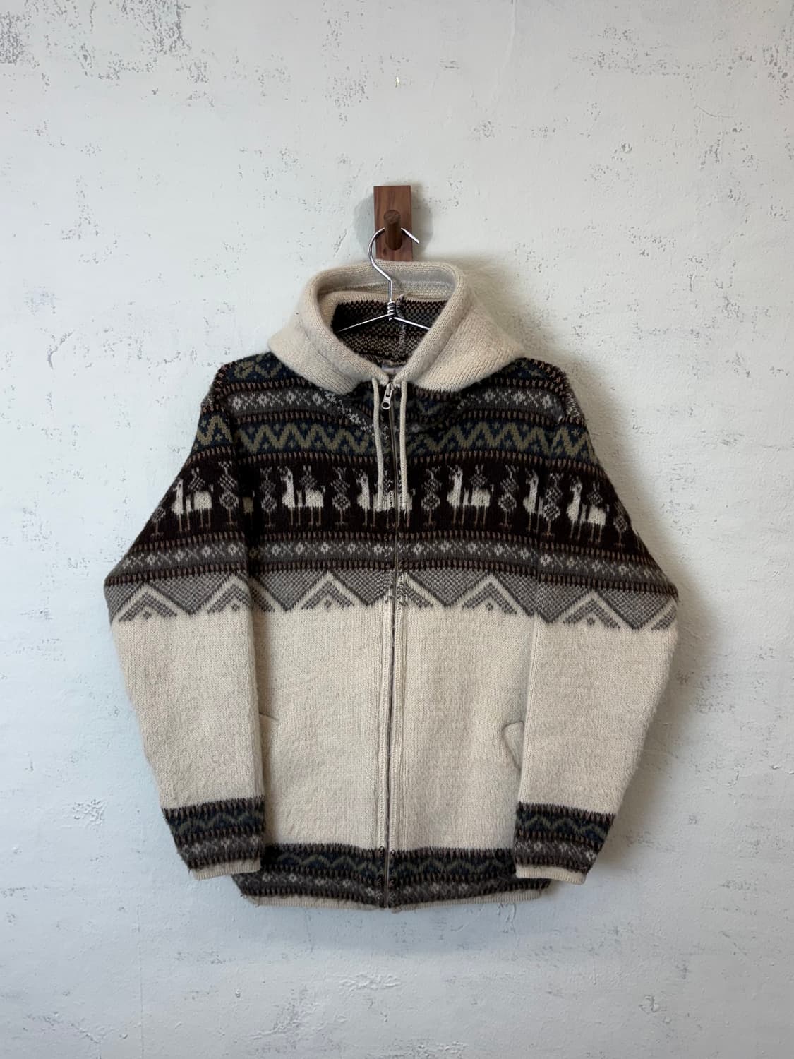 빈티지 알파카 퍄턴 후드 자켓 상품이미지1