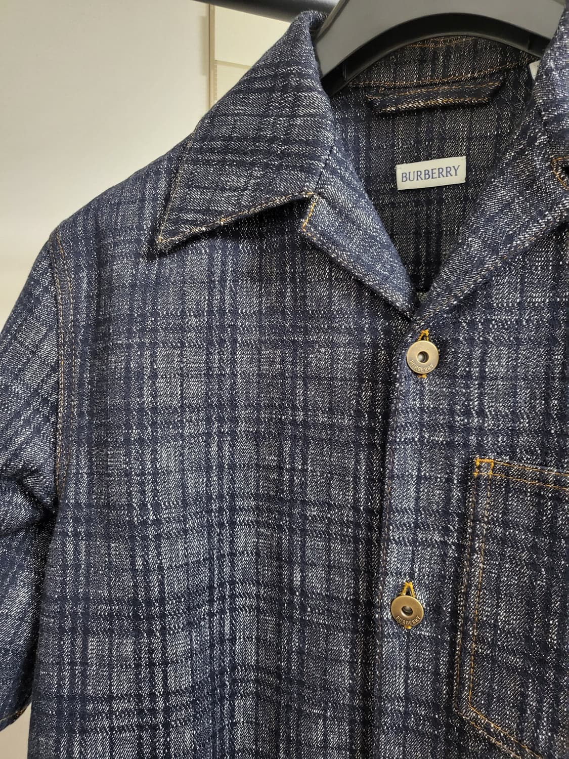 25SS 버버리 반팔 체크 데님셔츠 m 상품이미지3