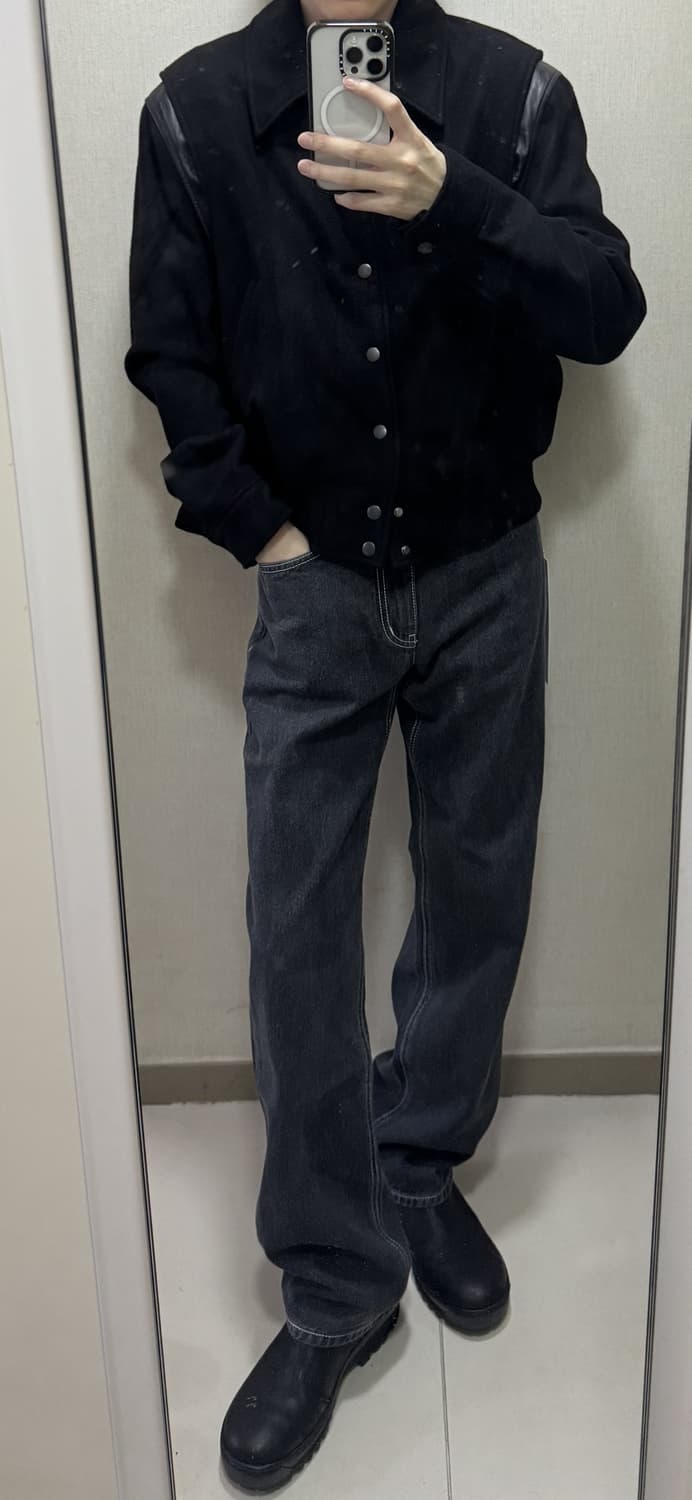 토니웩 레더 크롭 봄버 바시티 자켓 m 상품이미지3