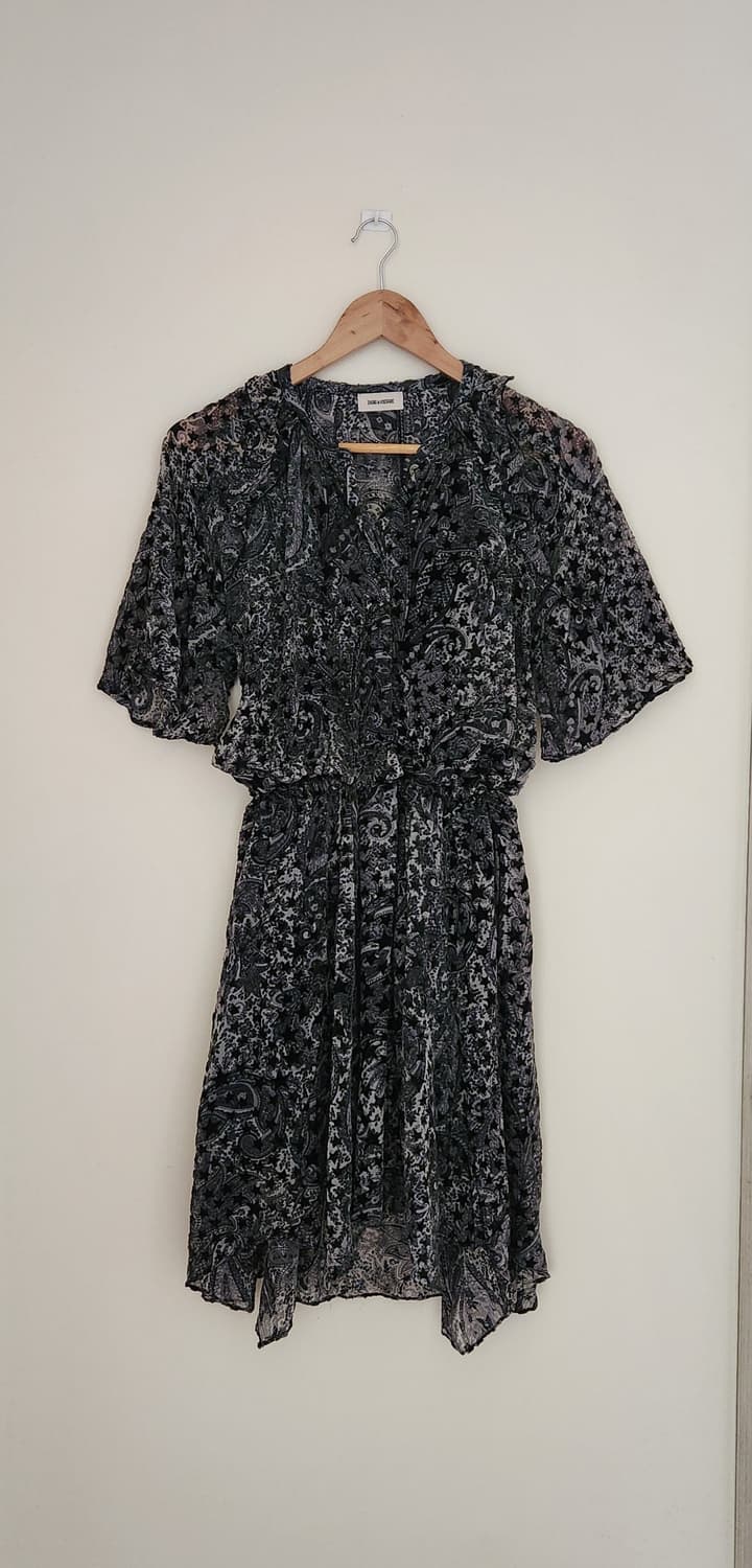 (택만뗀 새상품)쟈딕앤볼테르 시스루벨벳별패턴 원피스 (XS) 상품이미지3