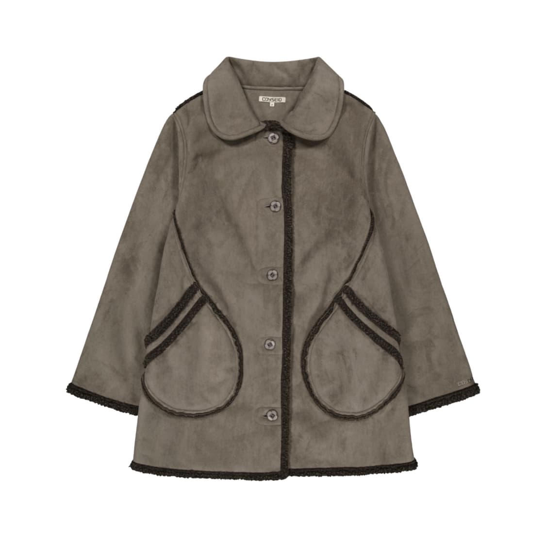 [2] 코이세이오 라운드 카라 스웨이드 자켓 브라운 무스탕 코트 상품이미지2