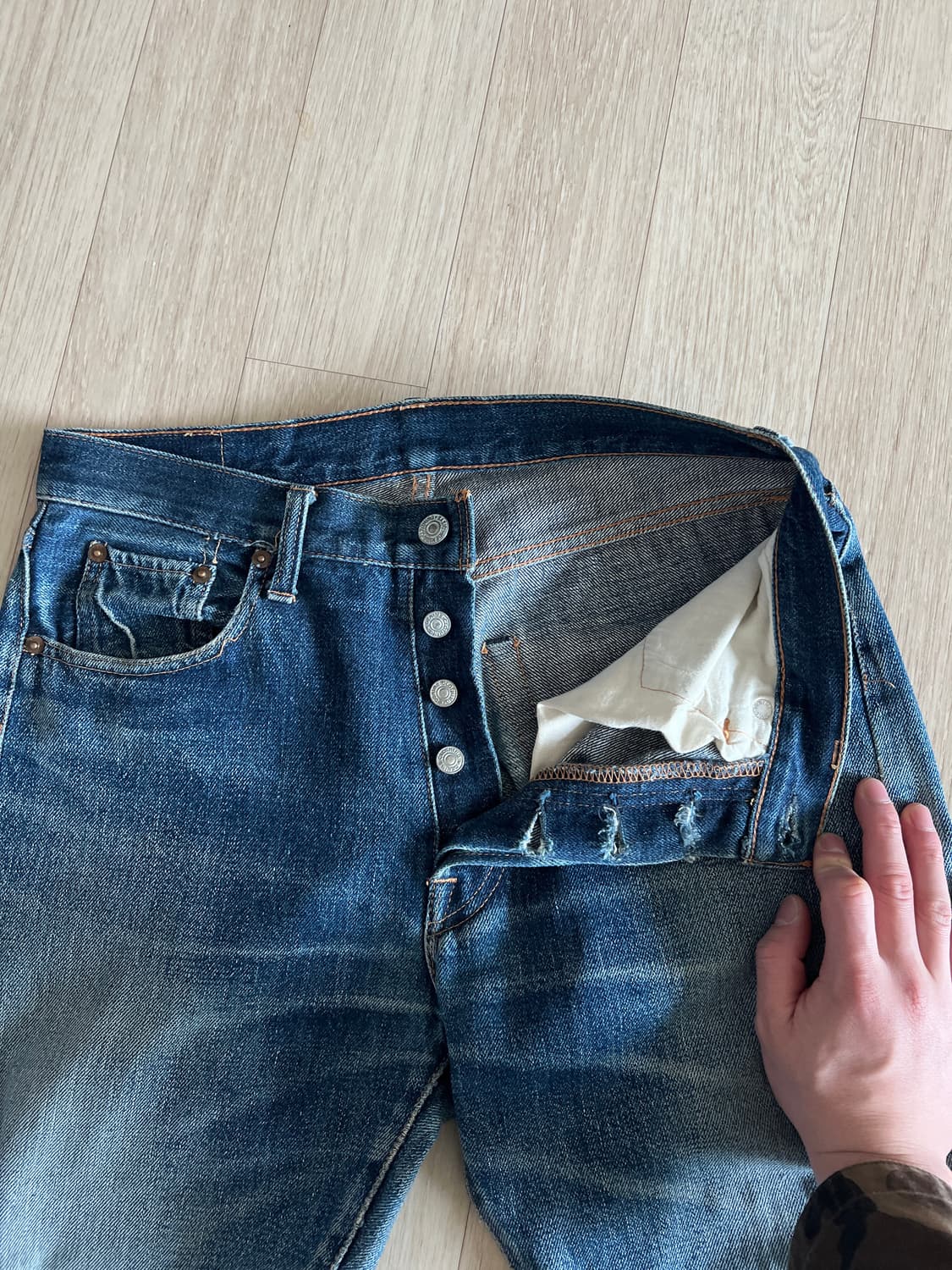 드님 셀비지 빈티지 데미지 데님 팬츠 31 상품이미지4