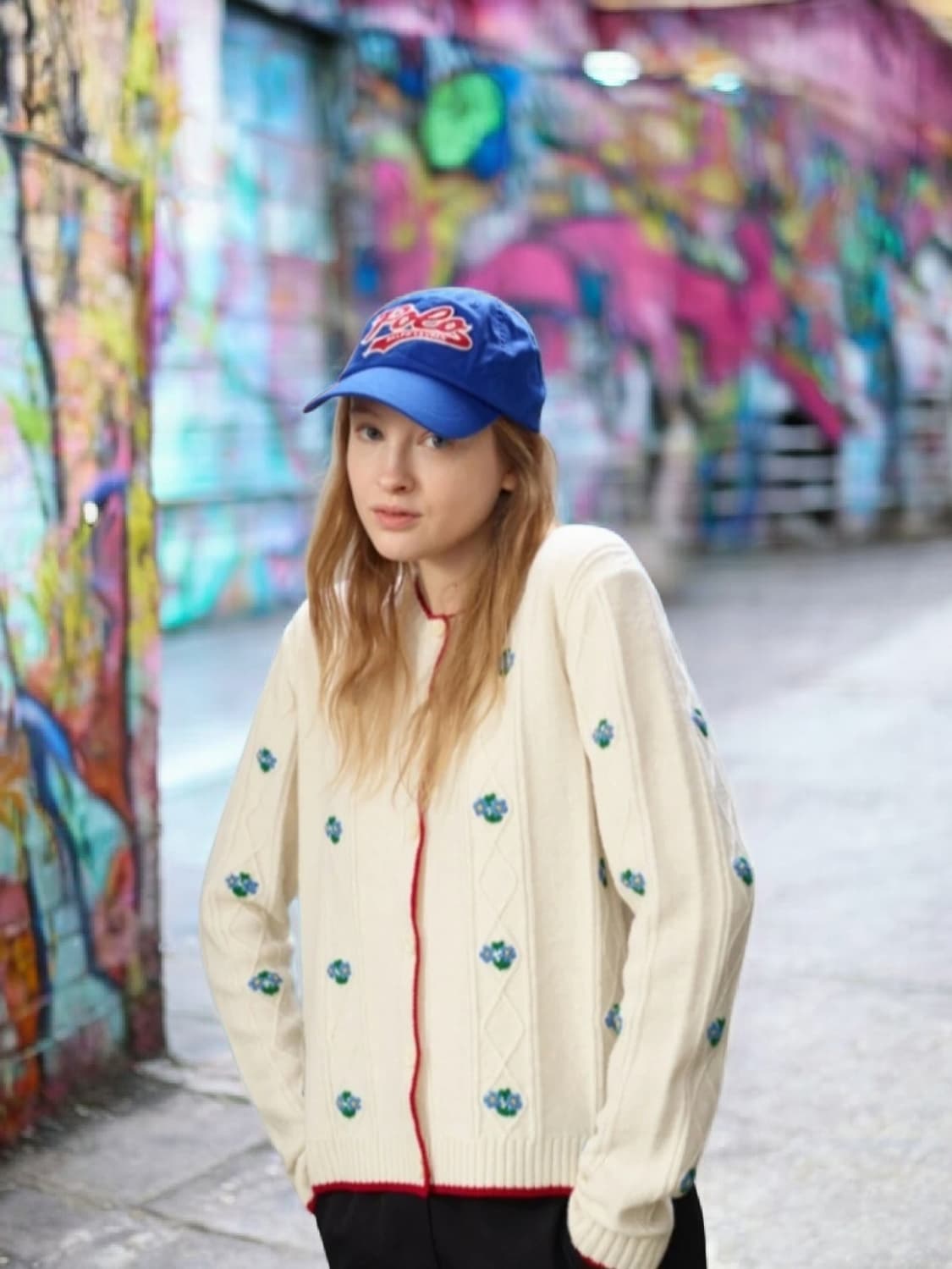 앤유 AND YOU 라일락 플로럴 아이보리 여성니트가디건 F/27만 상품이미지1