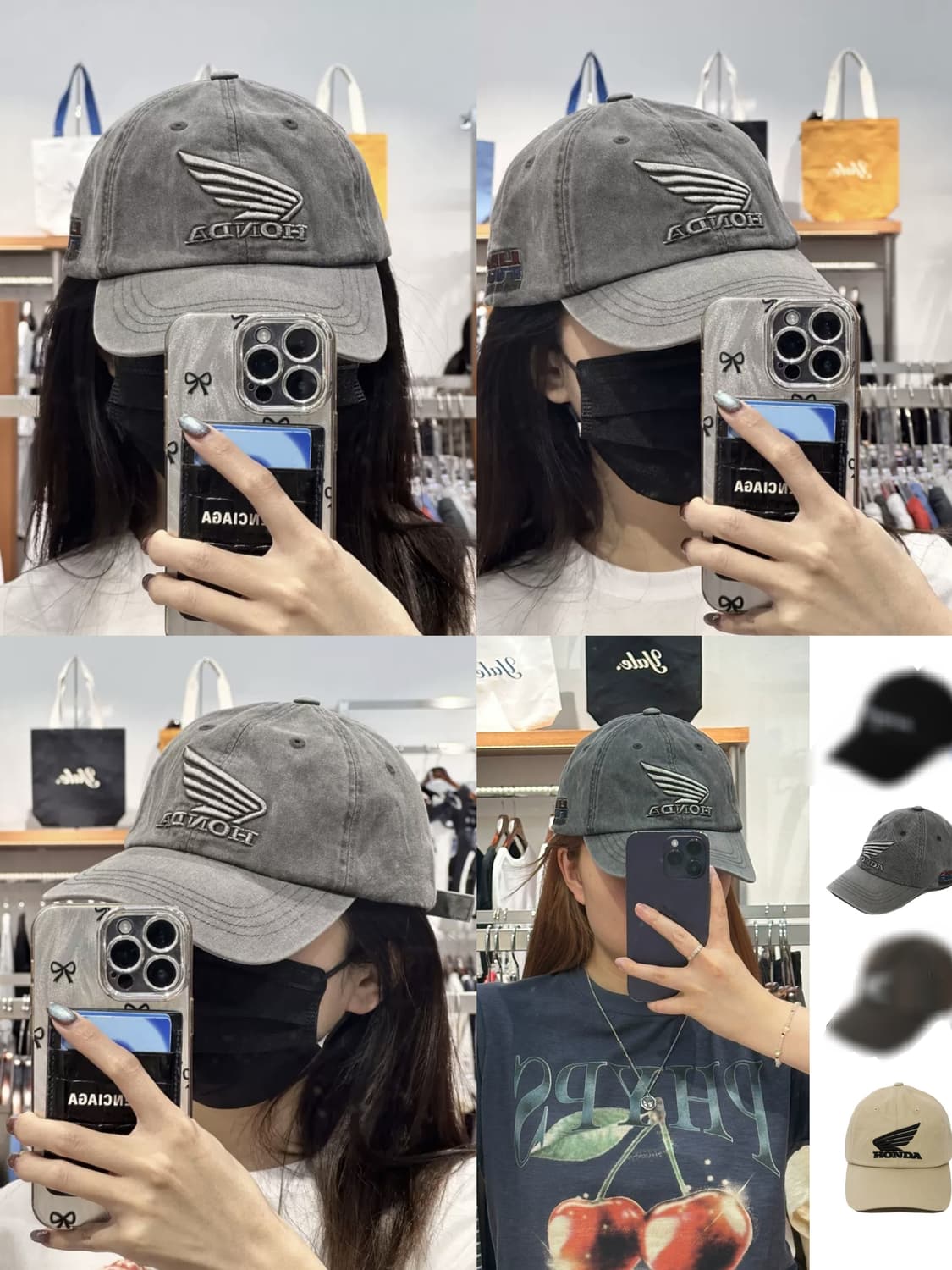 그레이 혼다 모토사이클 볼캡 모자 Wing logo Pigment 상품이미지1