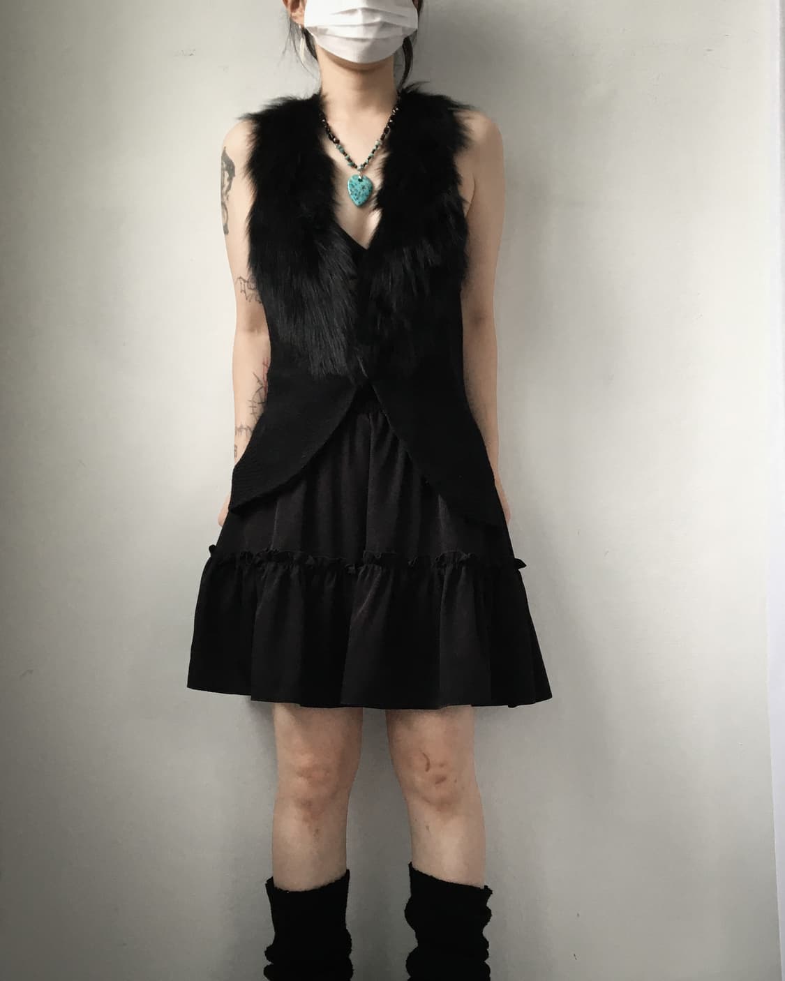 Fur layered knit vest 상품이미지1