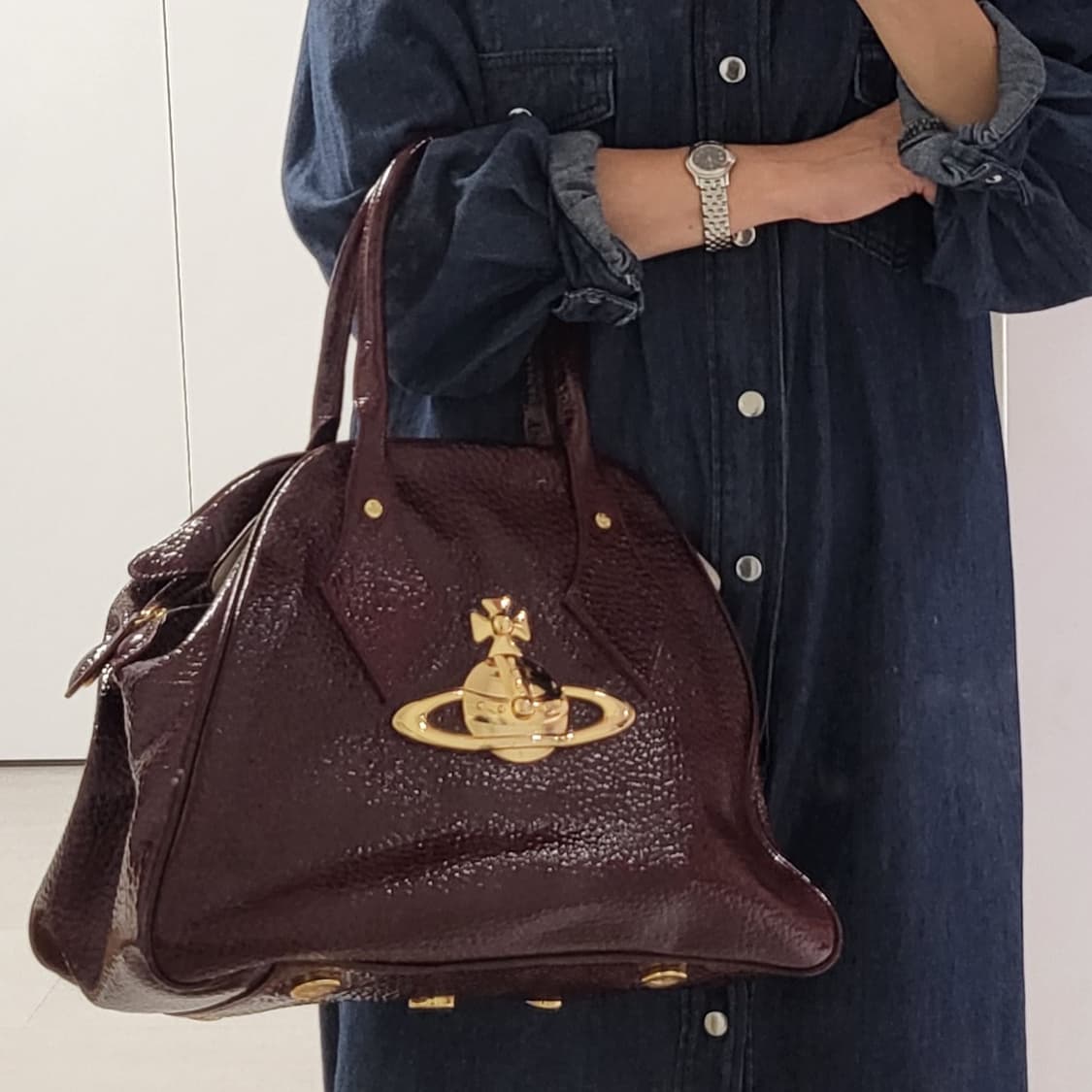 Vivienne Westwood 비비안웨스트우드 정품 금장 토트백 라지종 상품이미지10