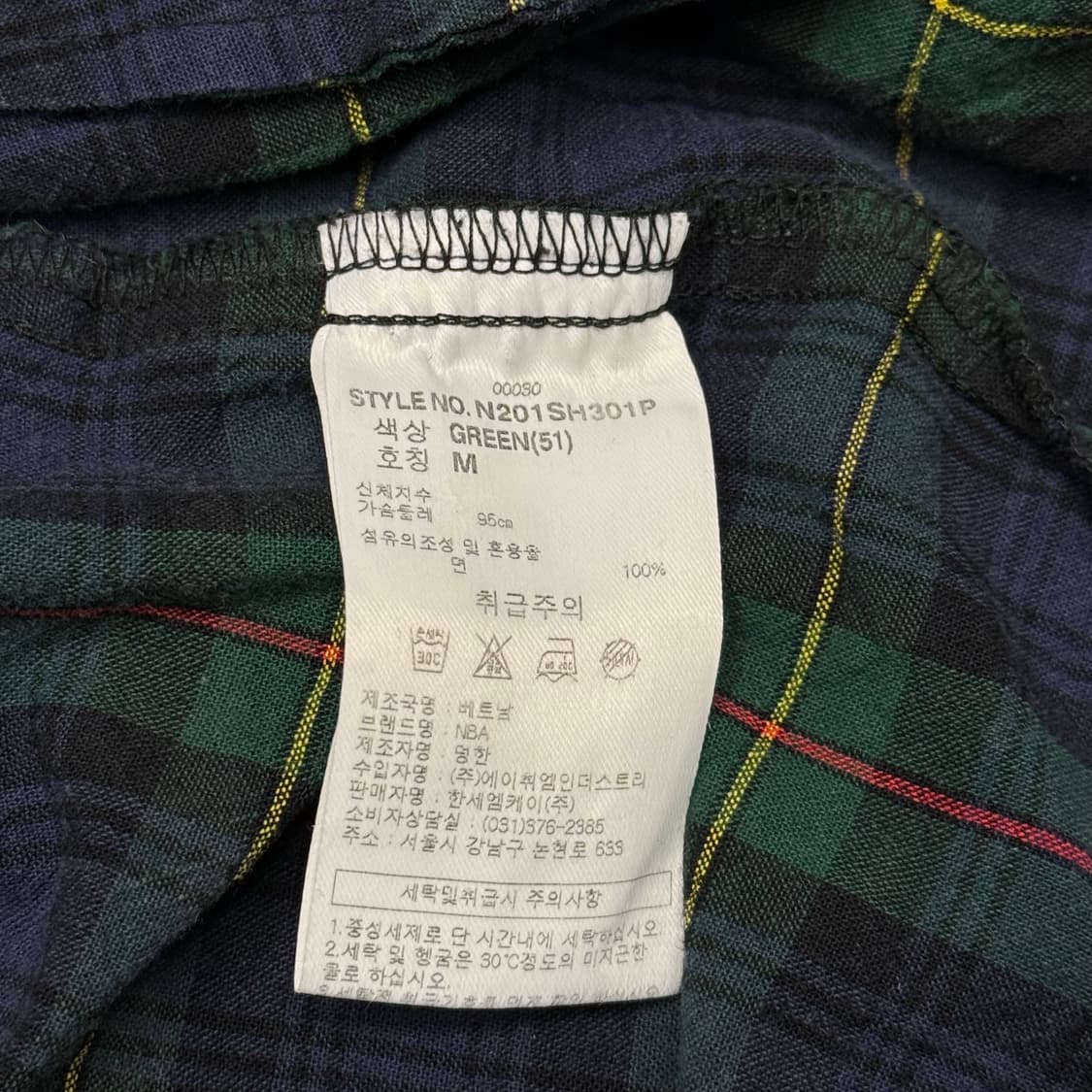 [M] NBA 그린 타탄체크 후드 셔츠  상품이미지6