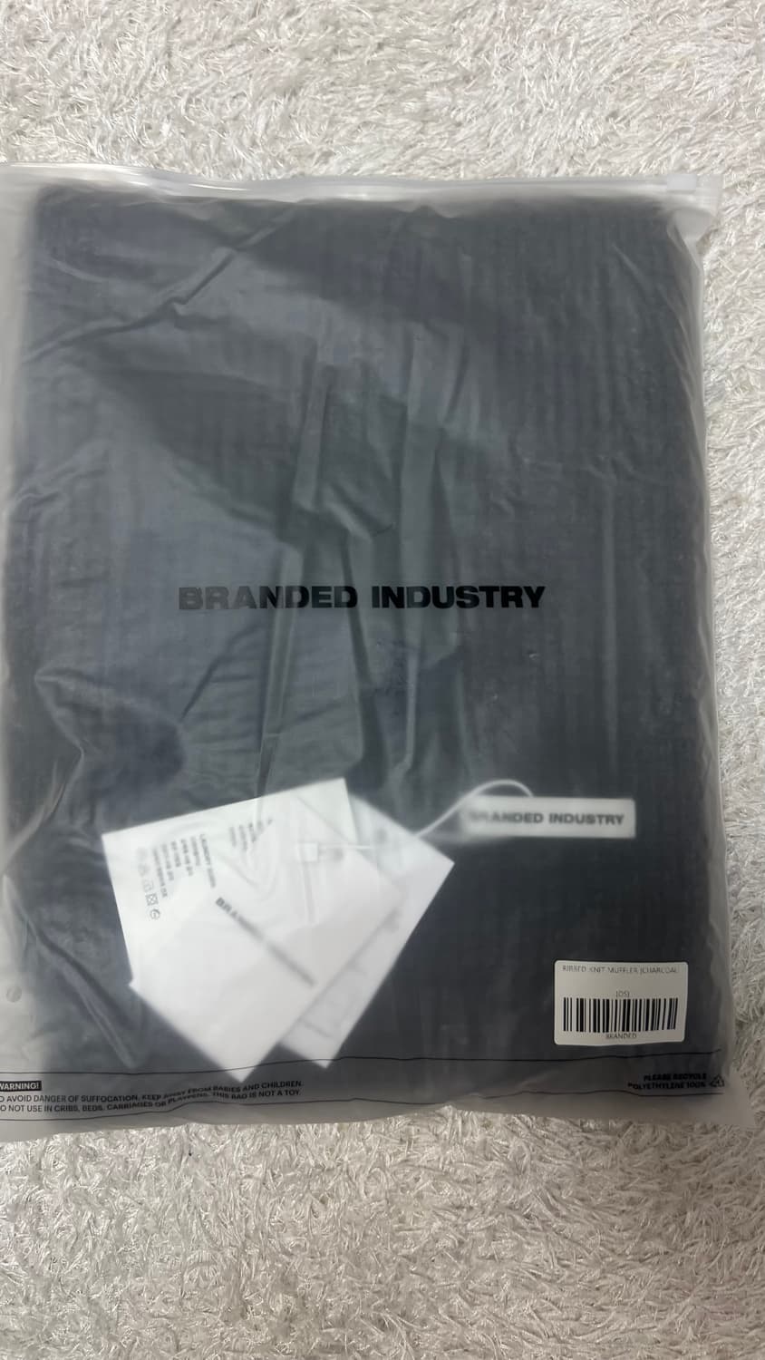 [OS] 브랜디드 리브드 니트 머플러(차콜) 상품이미지2