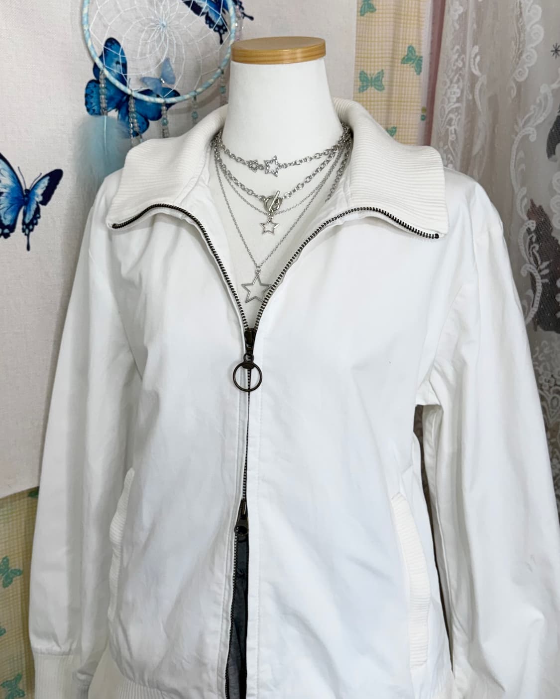 푸마 화이트 빅 카라 투웨이 집업 자켓 상품이미지4