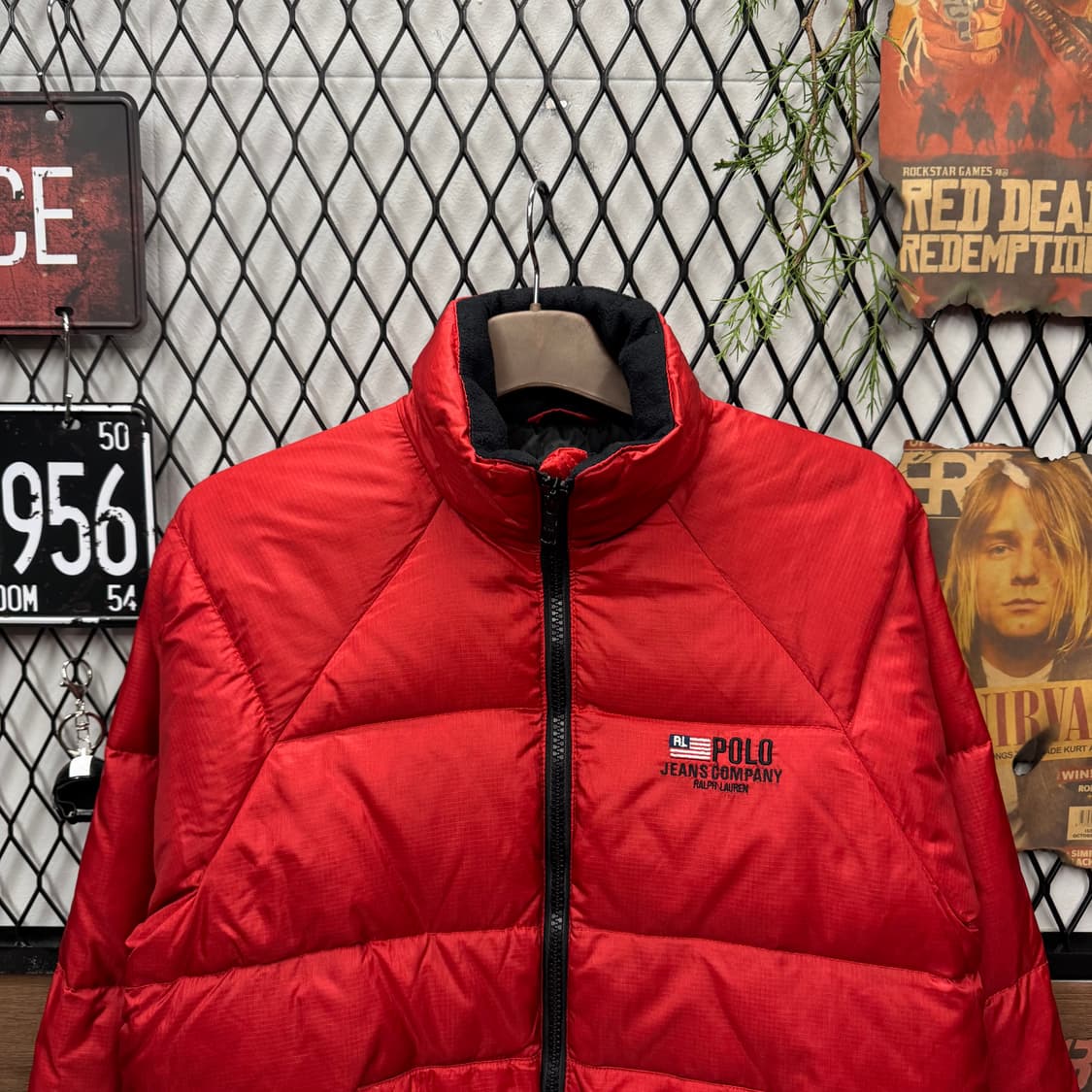 90s 폴로 랄프로렌 진스 다운 패딩 자켓 레글런 핏 레드 상품이미지3
