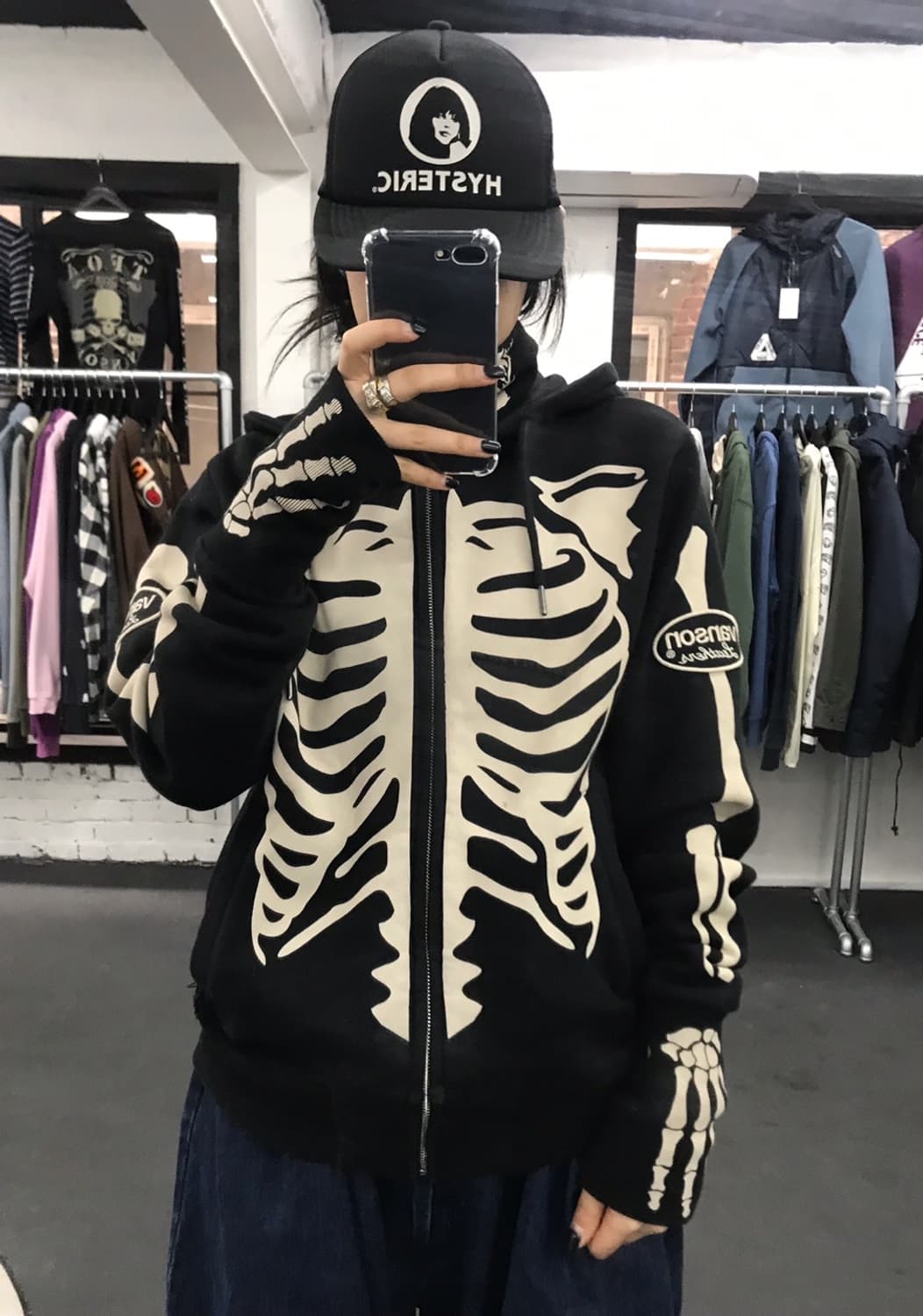 밴슨 레더 본 스켈레톤 후드집업 상품이미지2