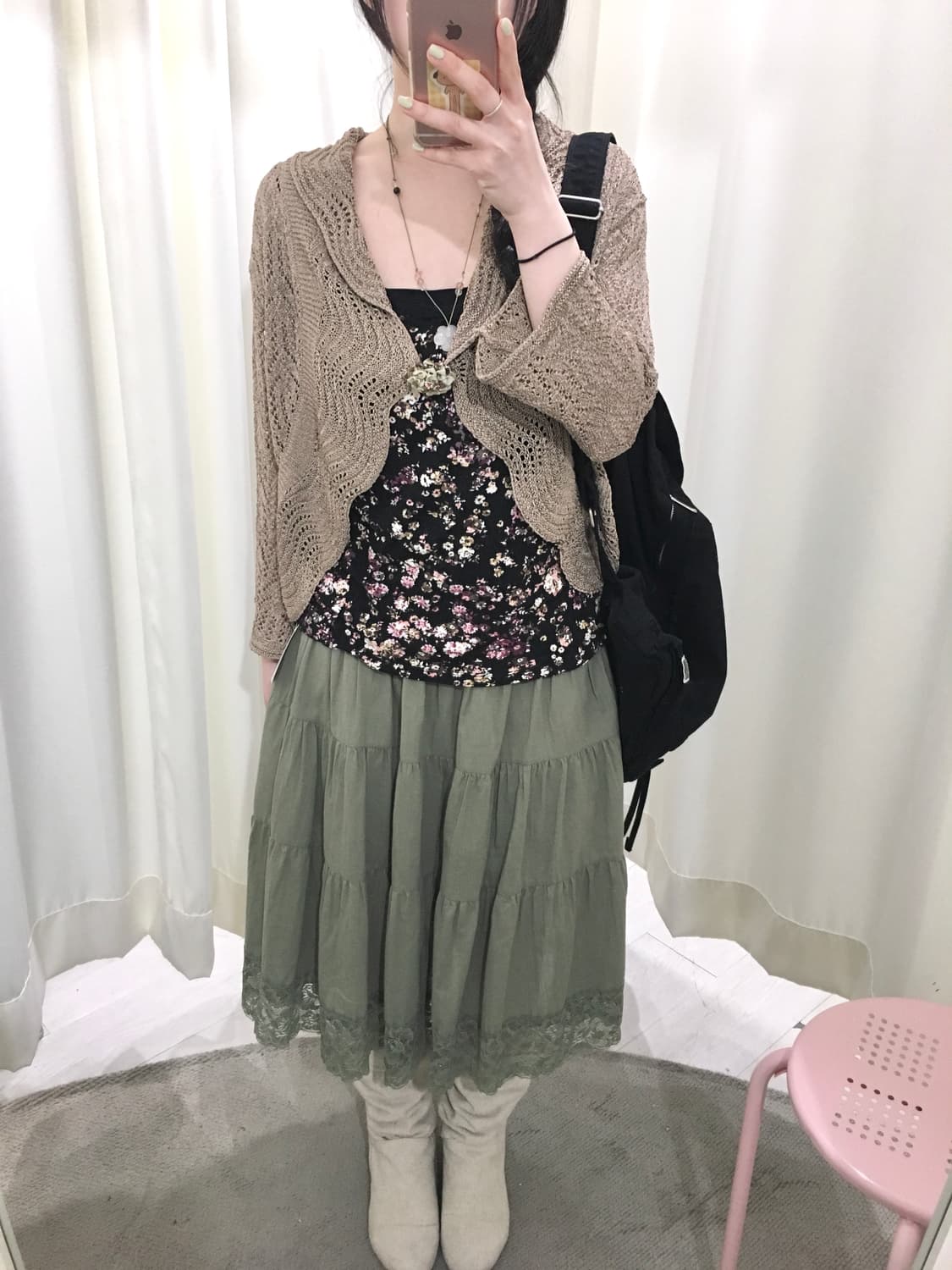 Crochet Cardigan with Corsage Brooch 상품이미지4
