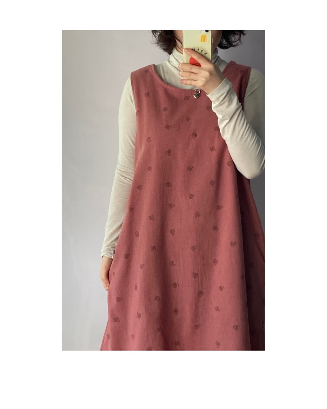 일본빈티지) 사과 패턴 기모원피스 상품이미지1