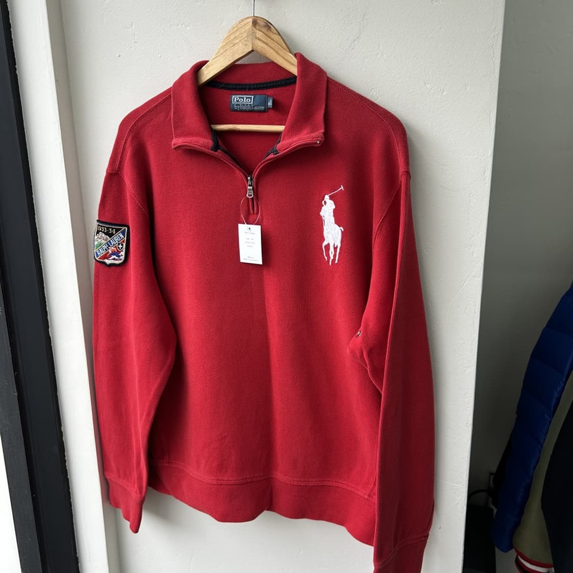 15962 - 폴로 랄프로렌 레드 빅로고 반집업 니트 상품이미지2