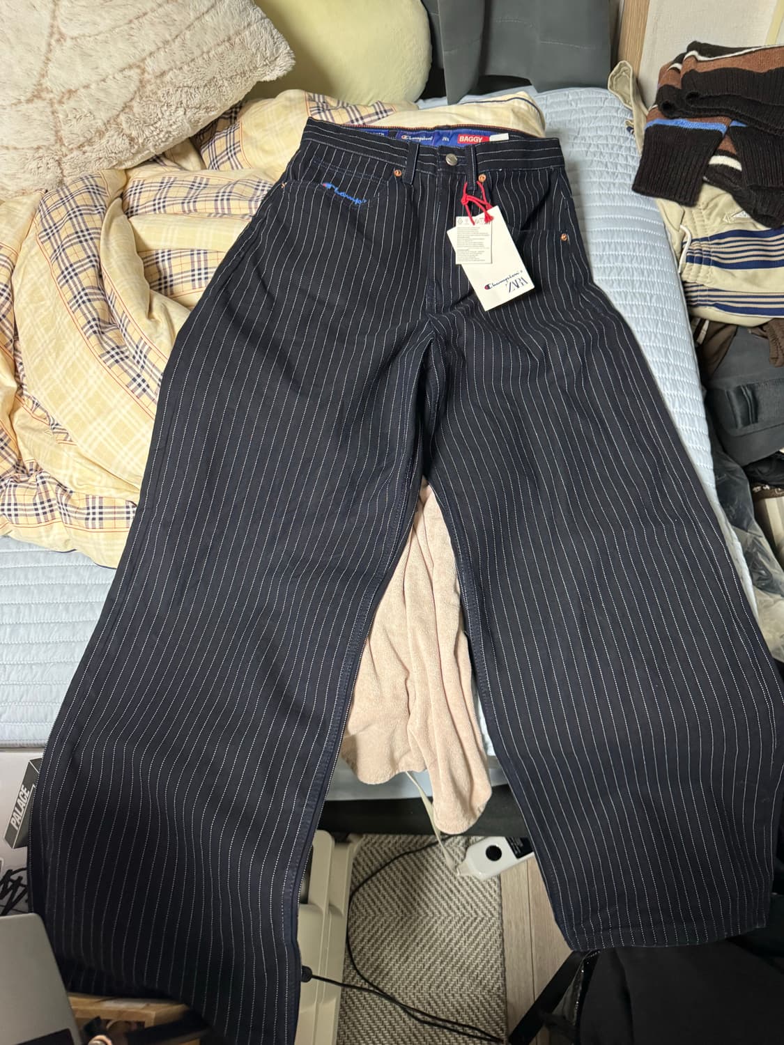 자라 챔피온 스트라이프 와이드 팬츠 36 새상품 판매합니다. 상품이미지5