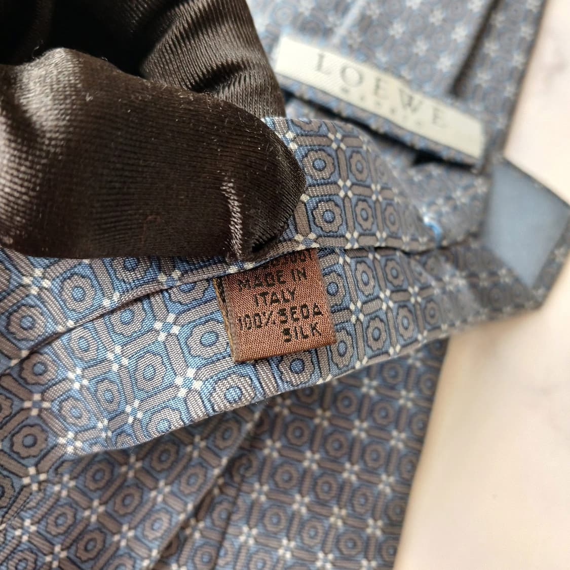 LOEWE 로에베 블루 기하 패턴 넥타이 9cm A+~A등급 E1162
 상품이미지7