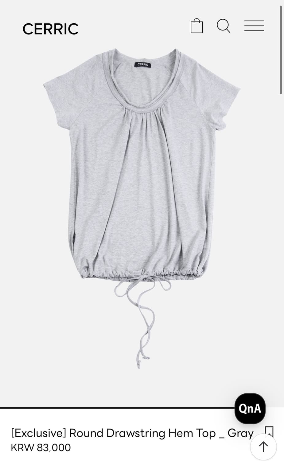 세릭 Round Drawstring Hem Top 상품이미지1