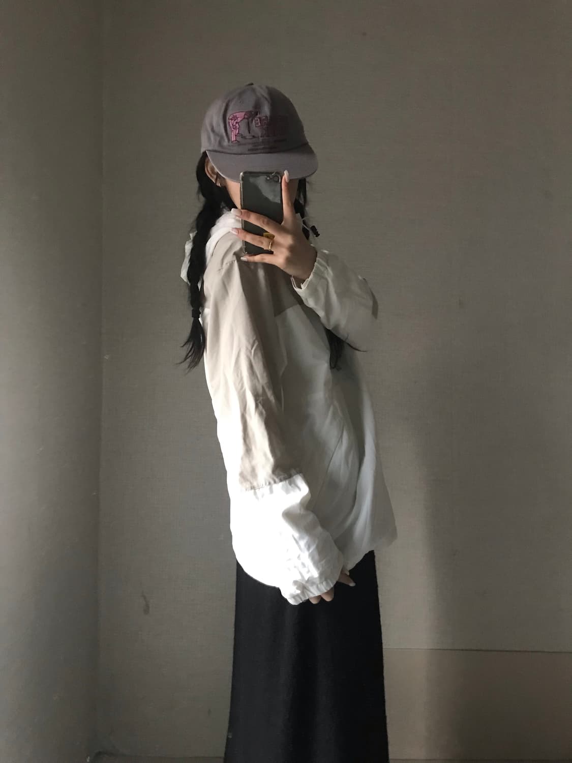 노페 고프코어 화이트 카키 반집업 바람막이 상품이미지6