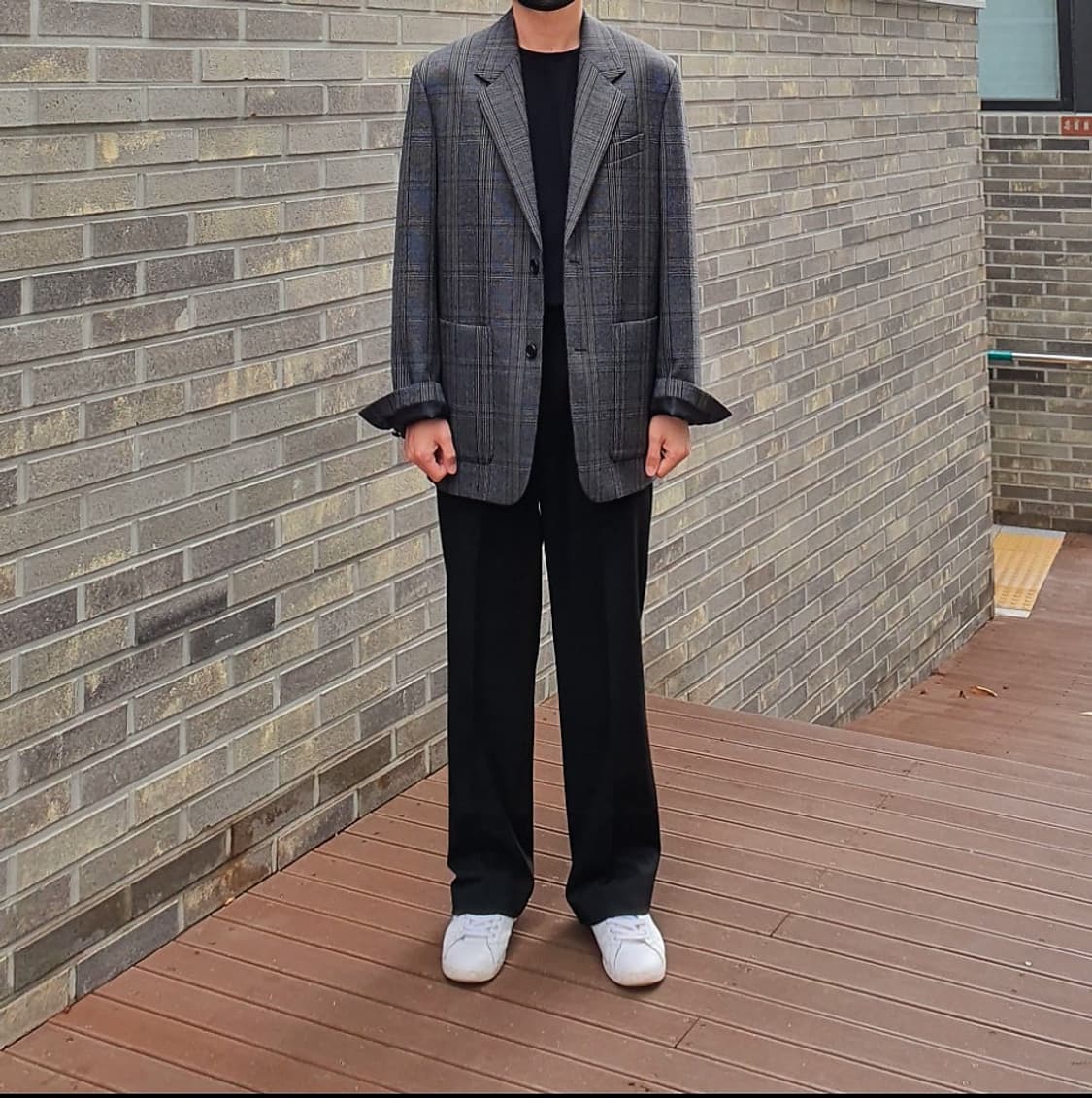 수수료x]솔리드옴므 체크 블레이저 48, 슬랙스 46 세트 상품이미지8