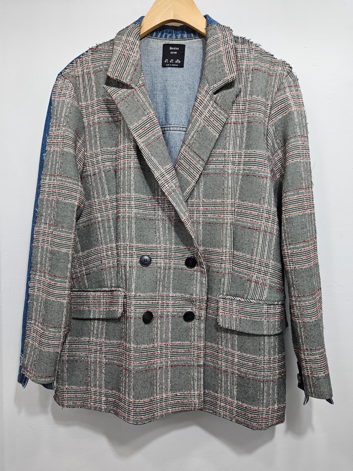버쉬카(Bershka) 체크 데님 믹스 자켓 상품이미지9