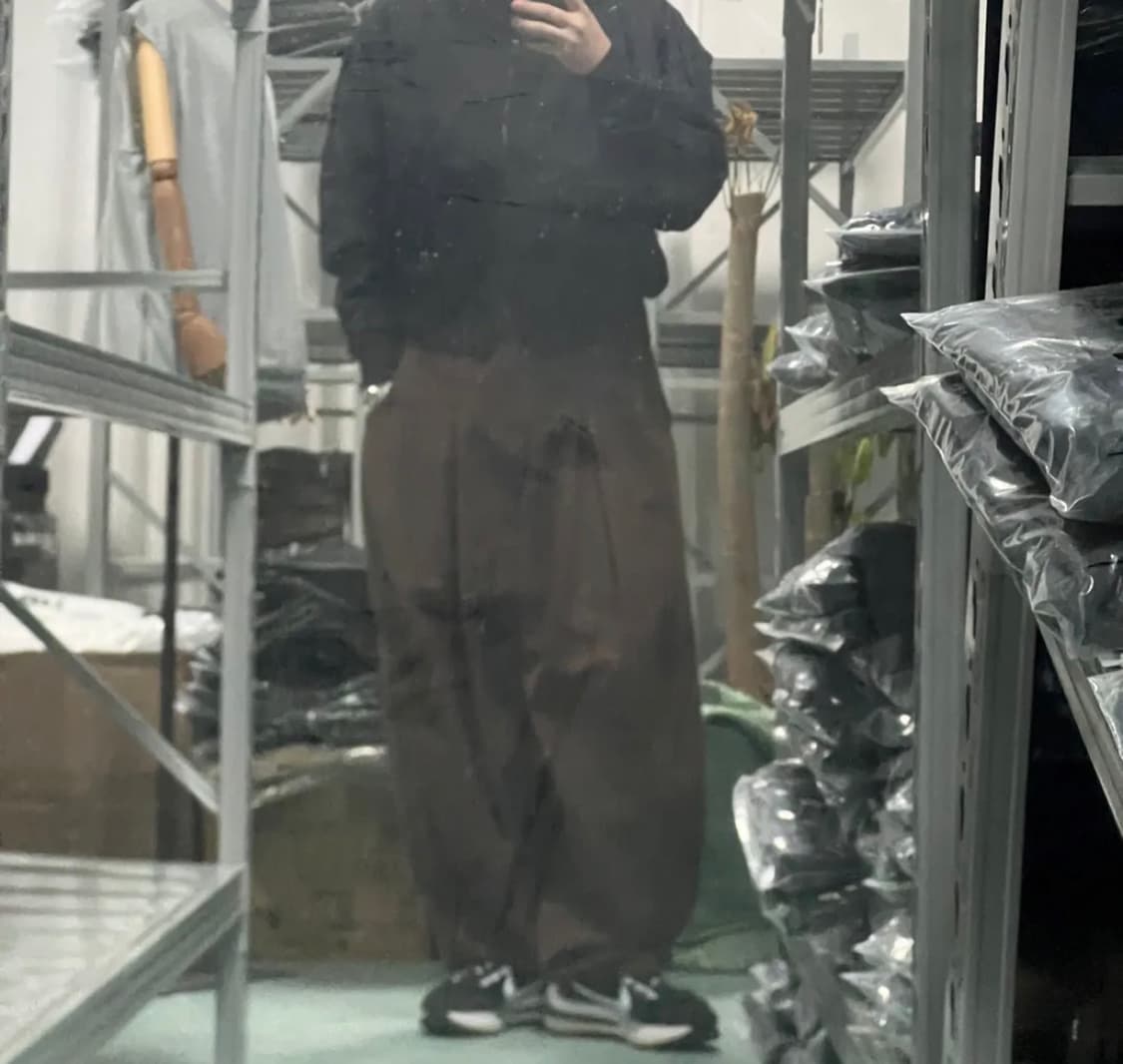 [M] 버클다운 인버티드 턱 벌룬핏 와이드 코튼 팬츠 상품이미지9