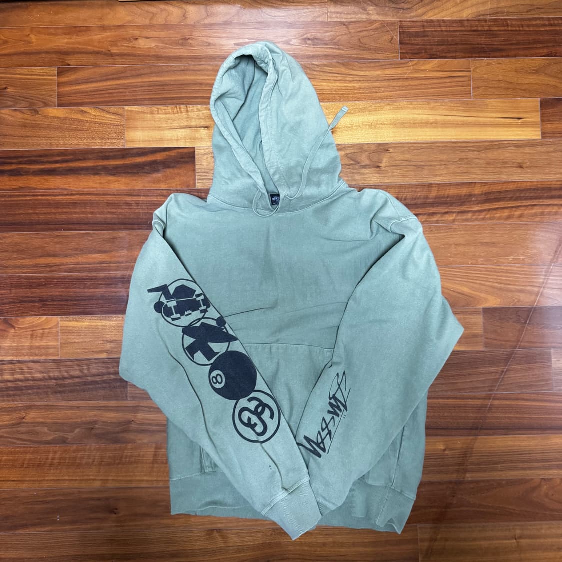 스투시 스택드 피그먼트 다이드 후드 xl 상품이미지2