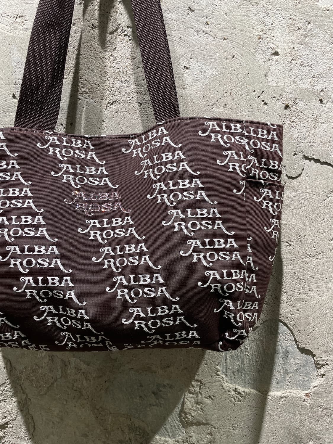 알바로사 재팬 브라운 자카드 캔버스 숄더백 상품이미지4