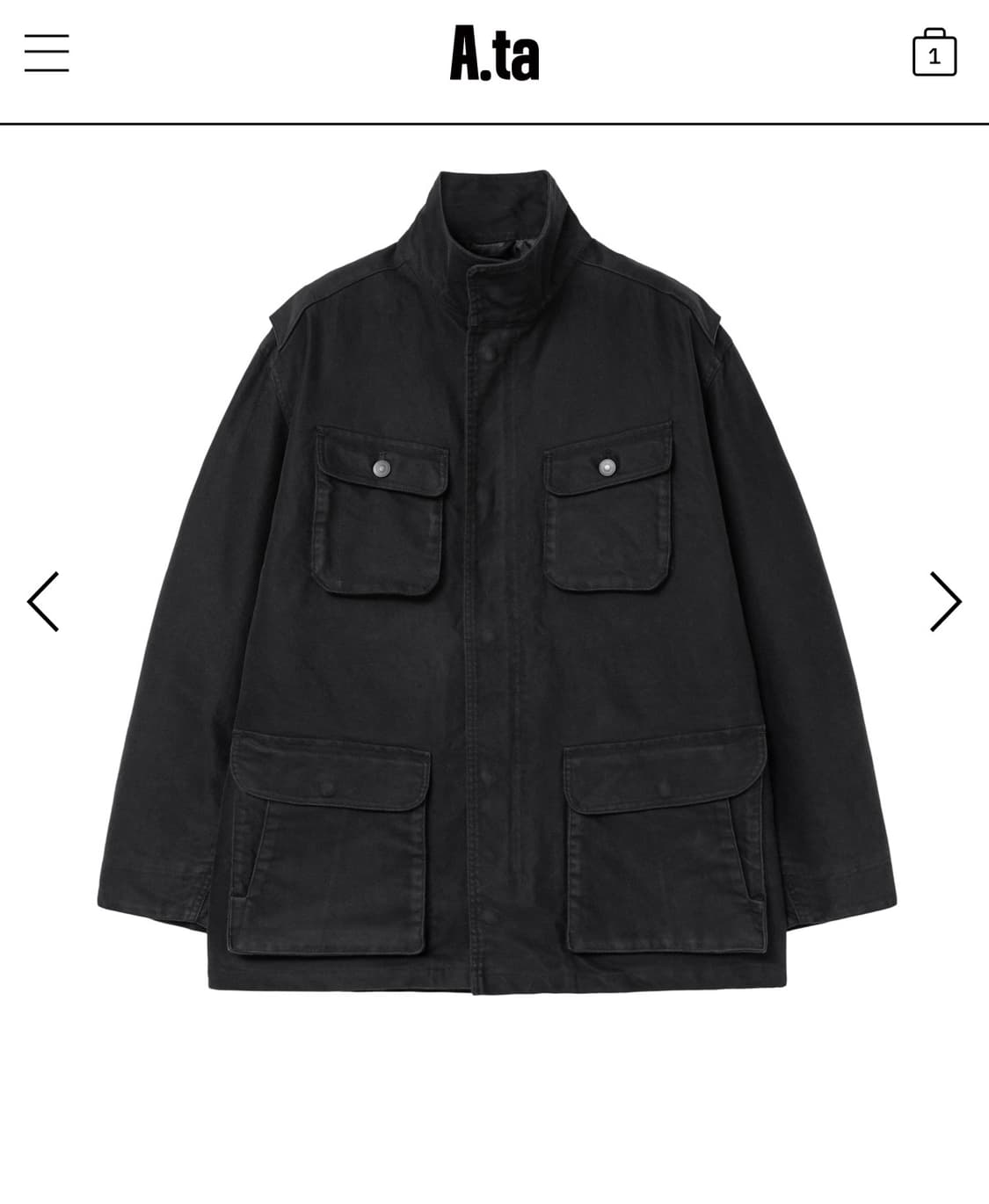 [L] A.ta 몰스킨 필드자켓 워시드 블랙 상품이미지1