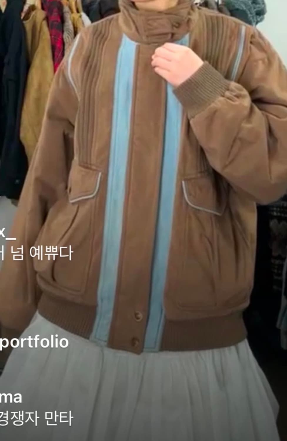 웨스턴 봄버자켓 하이넥 점퍼 상품이미지2