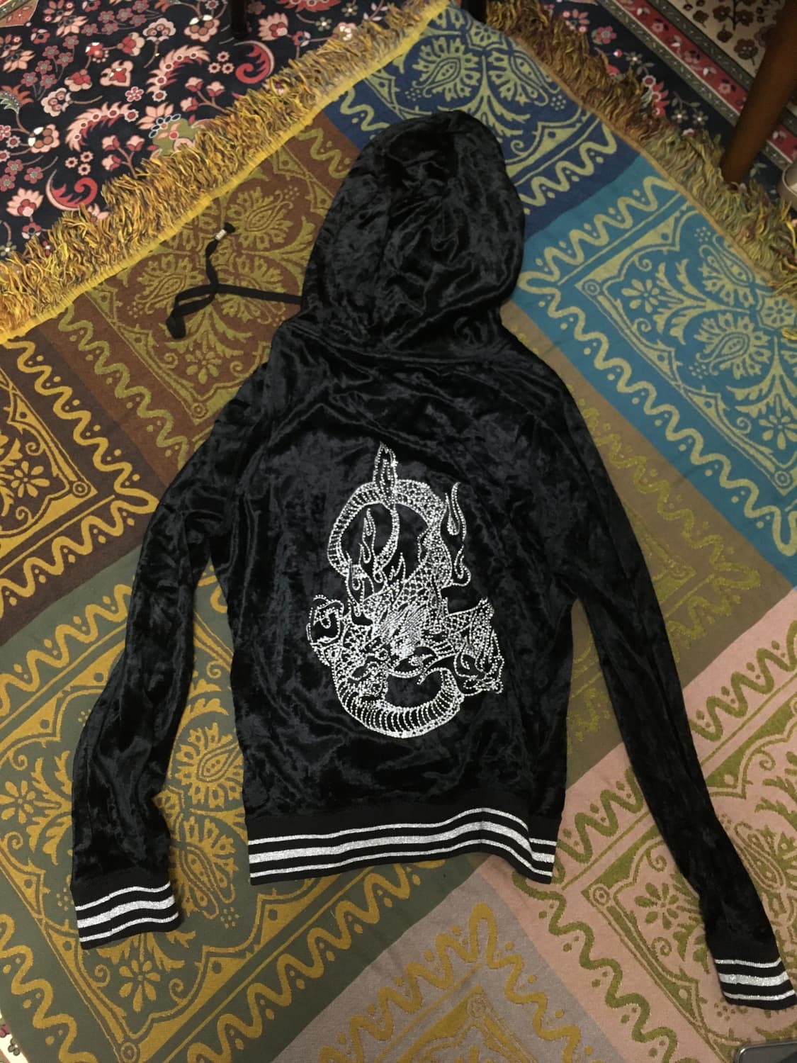 BCBG cubic velvet hood zipup 상품이미지2