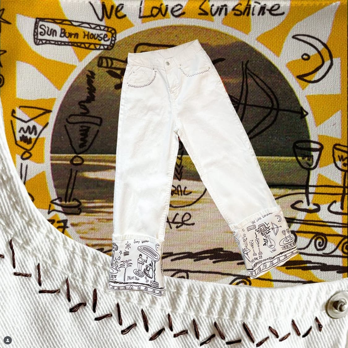 썬번(sunburn) x 헤르시(hernc) 화이트 데님 상품이미지7