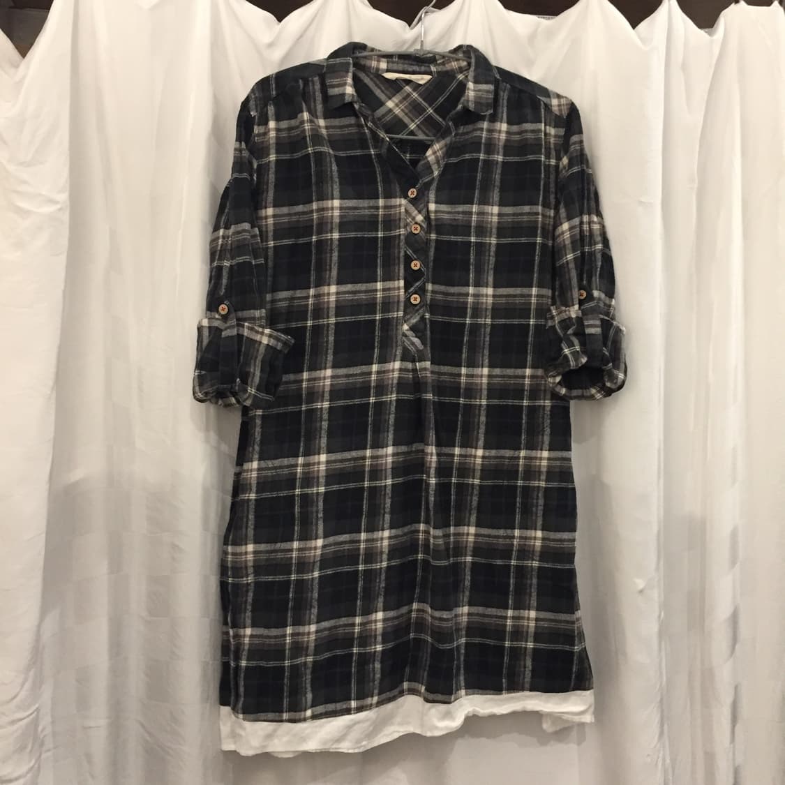 JPN Vintage 모리걸 사와코깔 레이어드 셔츠 원피스 상품이미지2