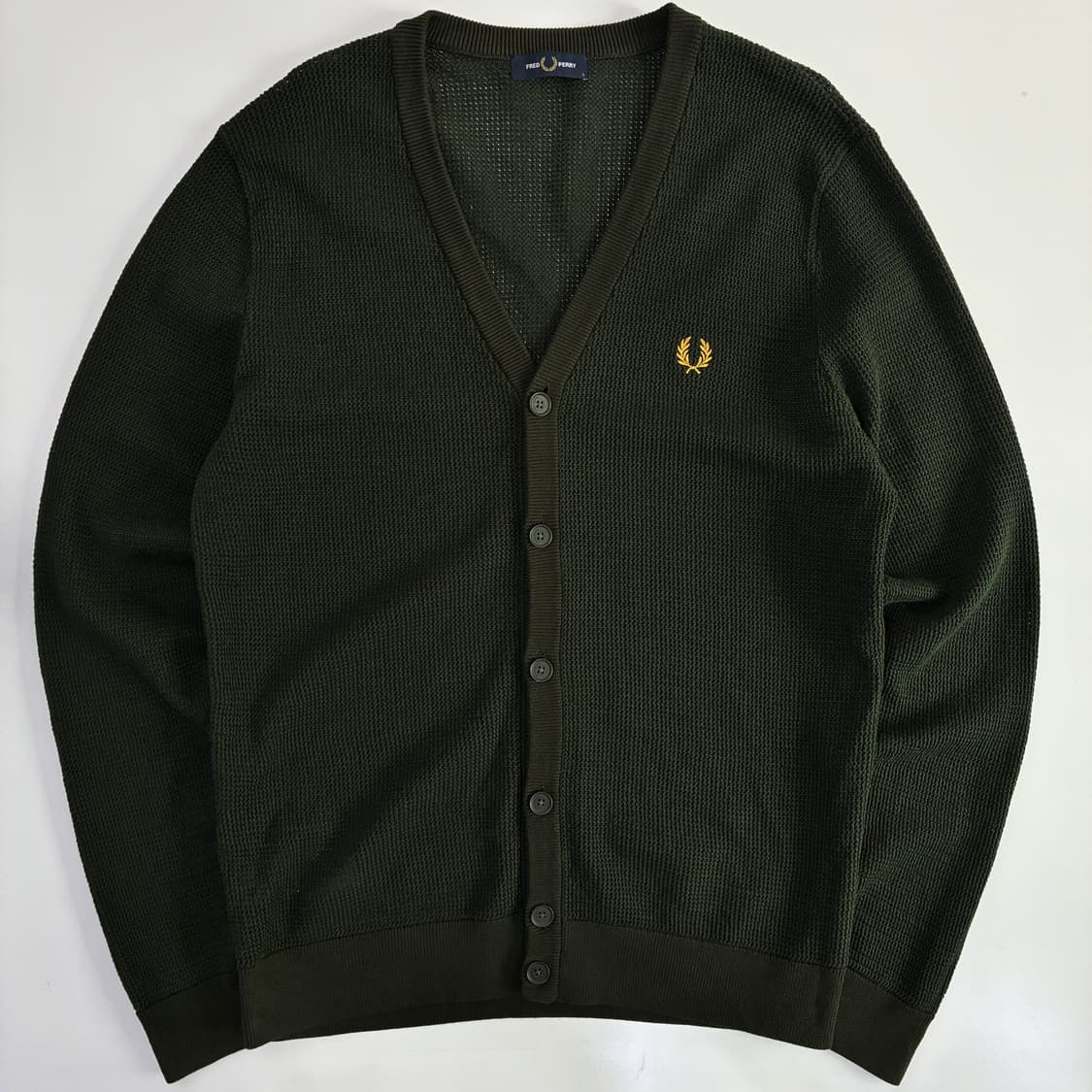 Fred Perry 레드 페리 써멀 카키 윙트리 업버튼 가디건 상품이미지2