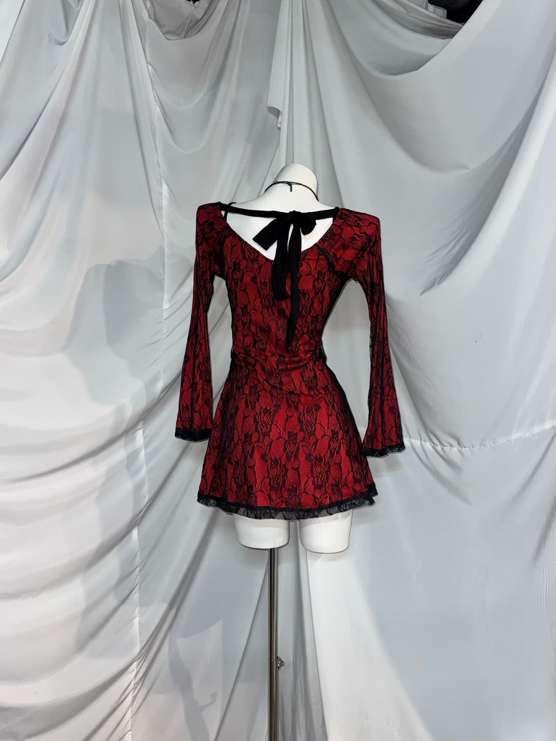 고스고딕 오리엔탈 블랙 레이스 레드 코디세트  상품이미지4