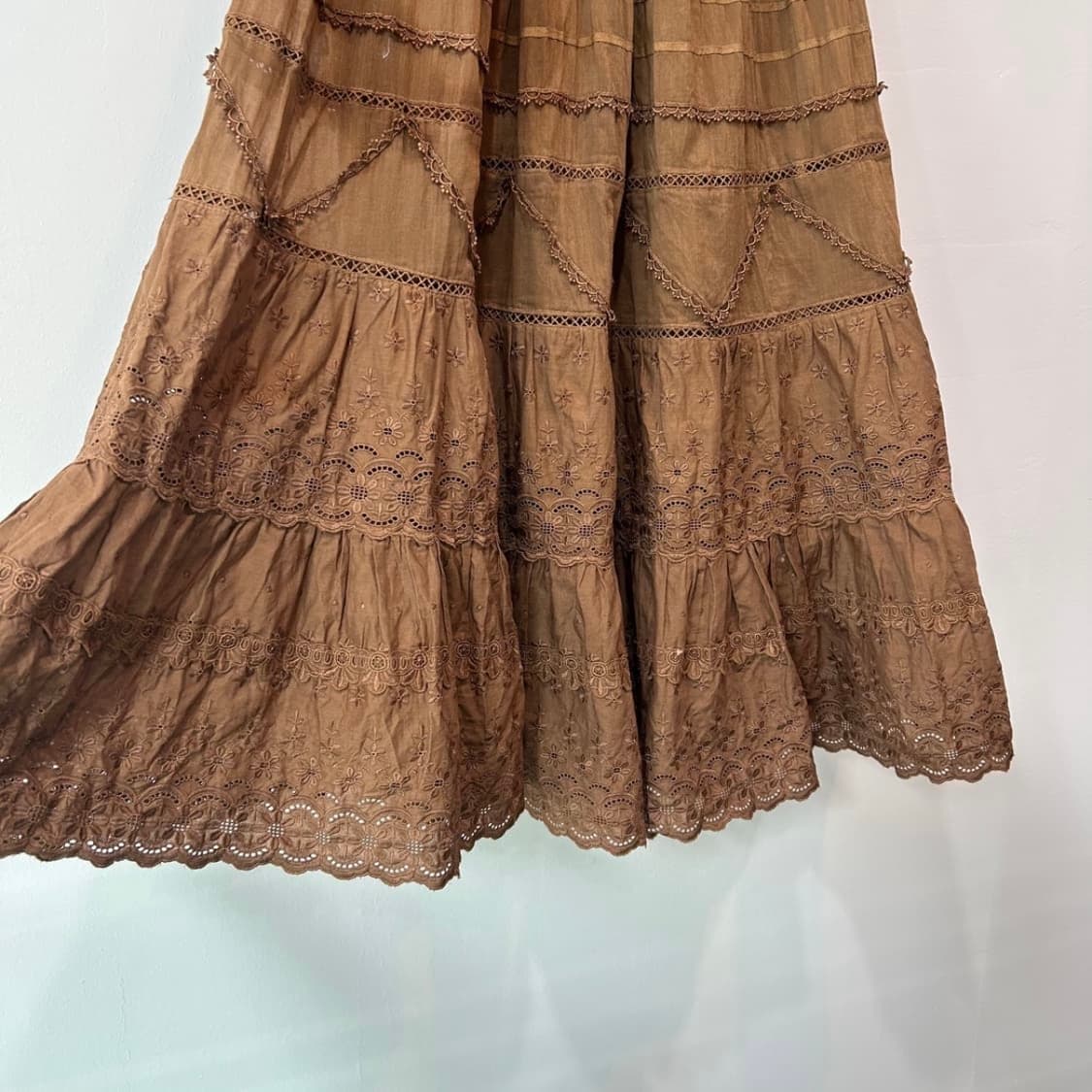 브라운 에스닉 롱스커트 상품이미지3