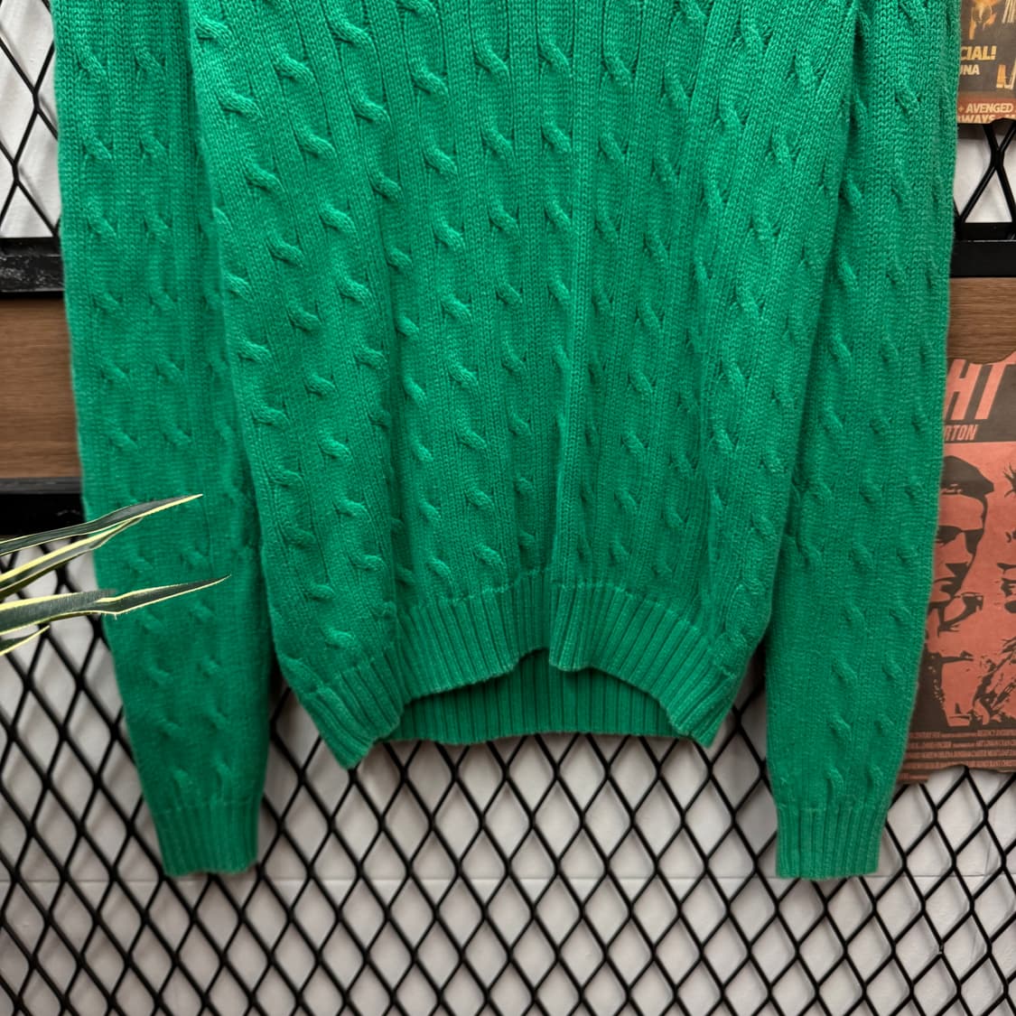 폴로 랄프로렌 케이블 니트 네이비 포니 로고 포인트 라이트 그린 상품이미지4