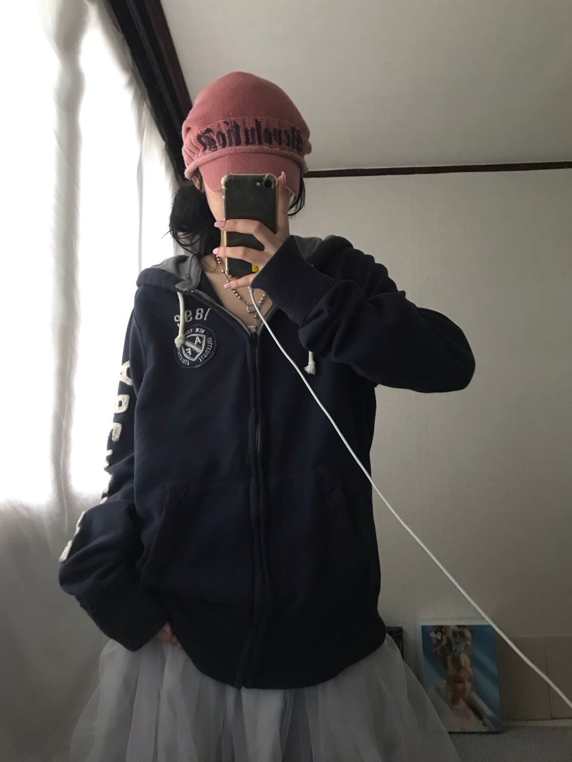 아베크롬비 네이비 사이드로고 후드집업 상품이미지2