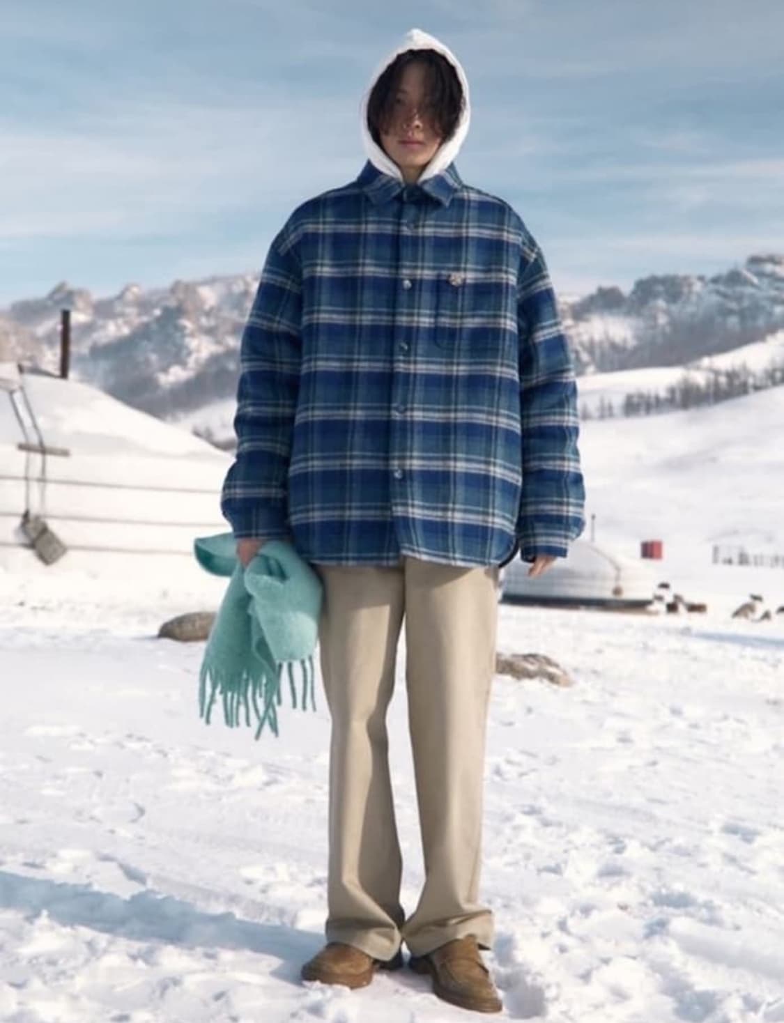 [L] STU 패디드 체크 셔츠 패딩 자켓 블루 상품이미지4