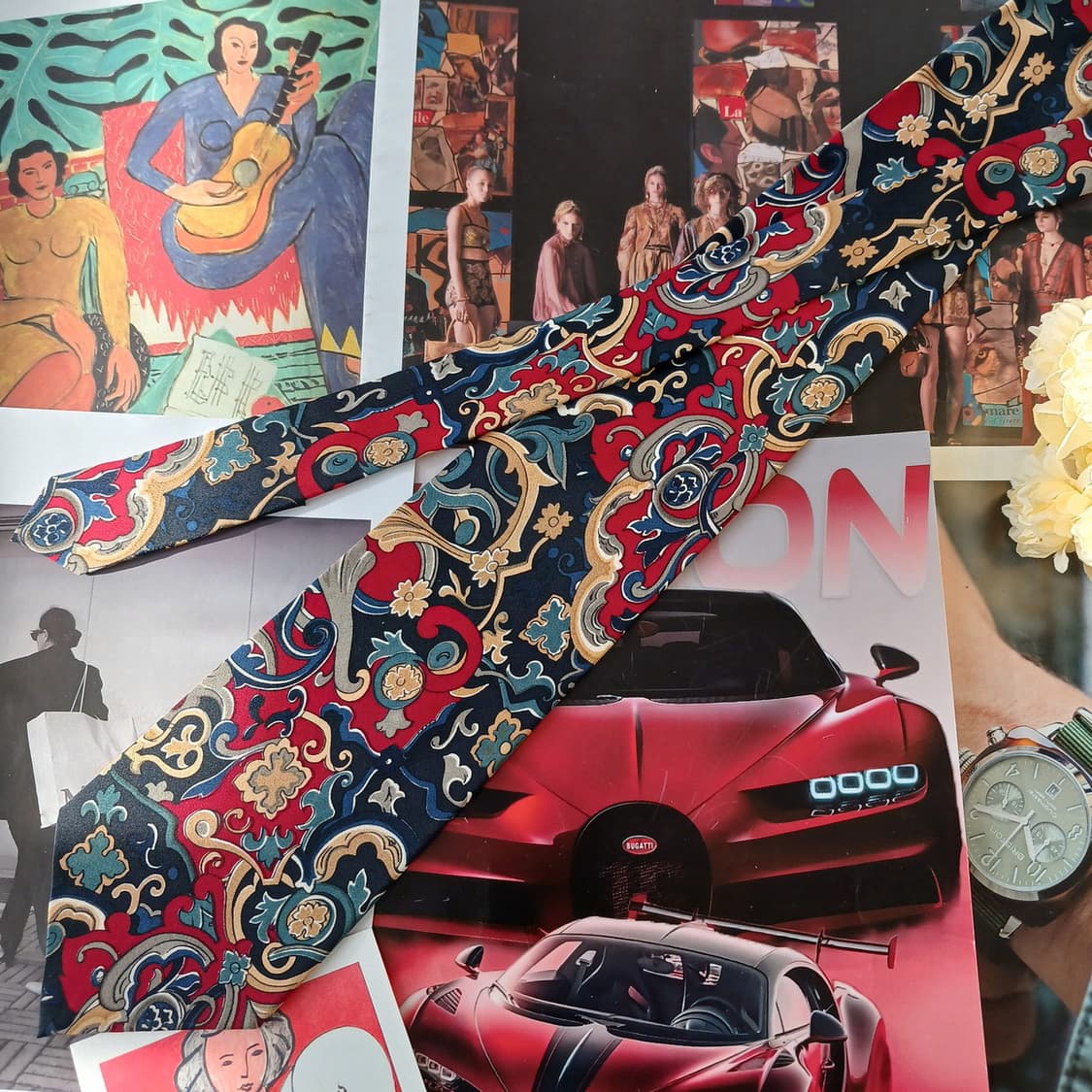 미쏘니 실크 블랙 오너먼트 페이즐리 넥타이 9.5cm A등급 A19497 상품이미지4