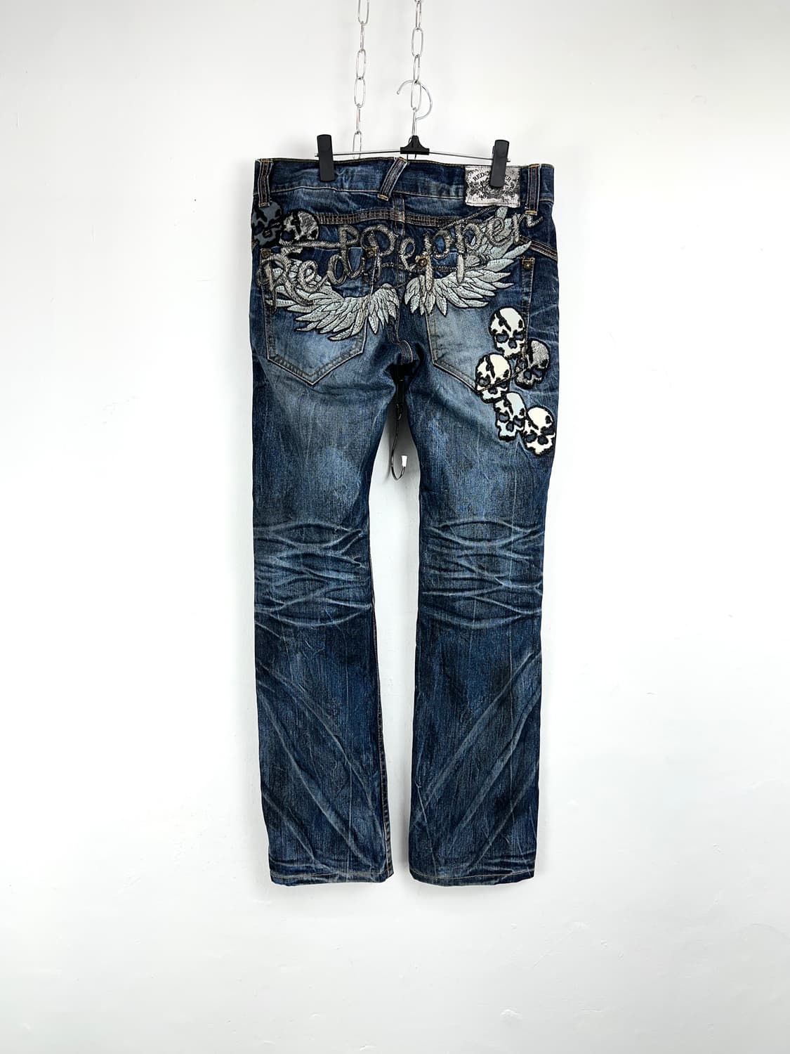 Red Pepper Wing Skull Embroidered Denim  상품이미지4