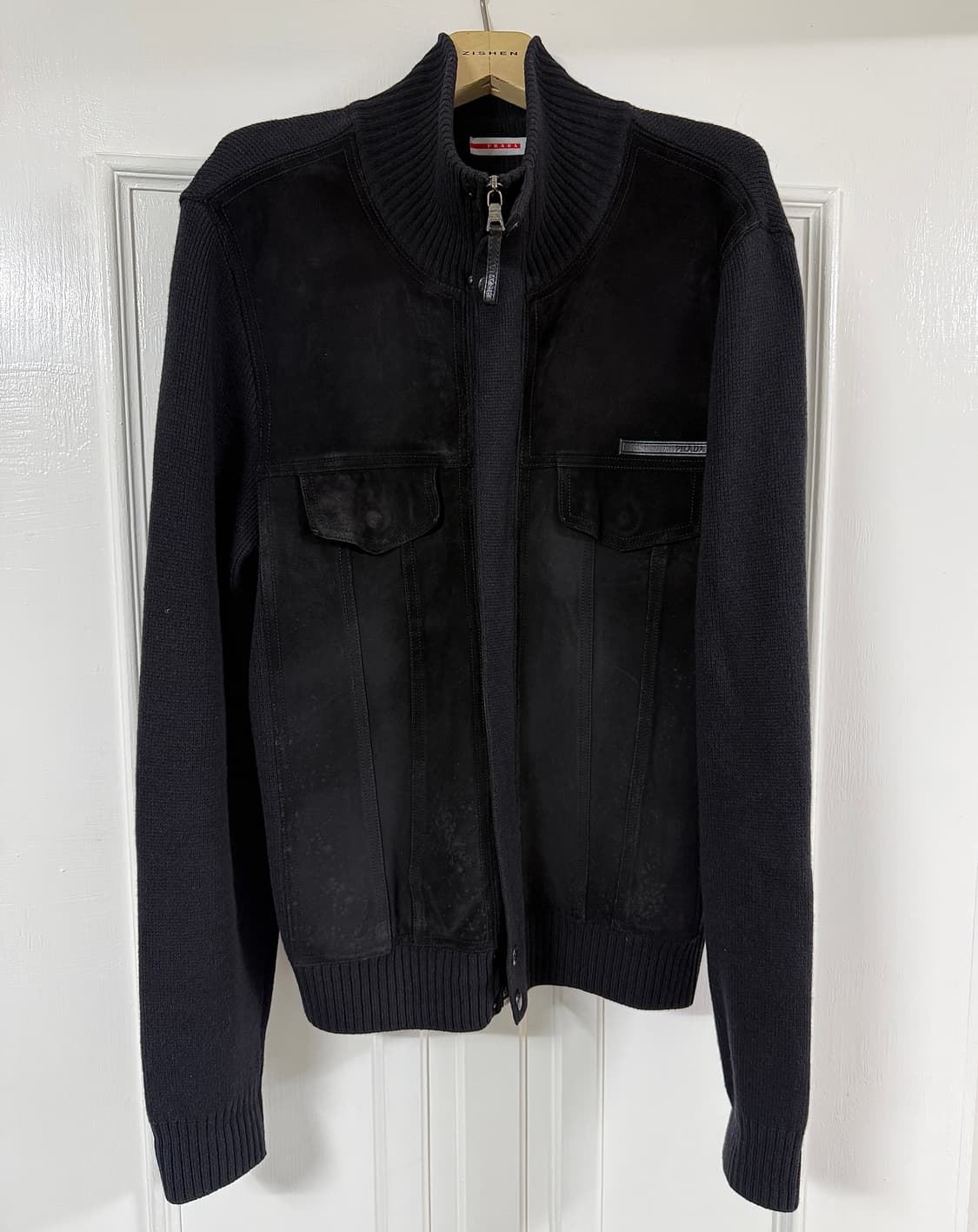 프라다 스웨이드 니트 집업 상품이미지1