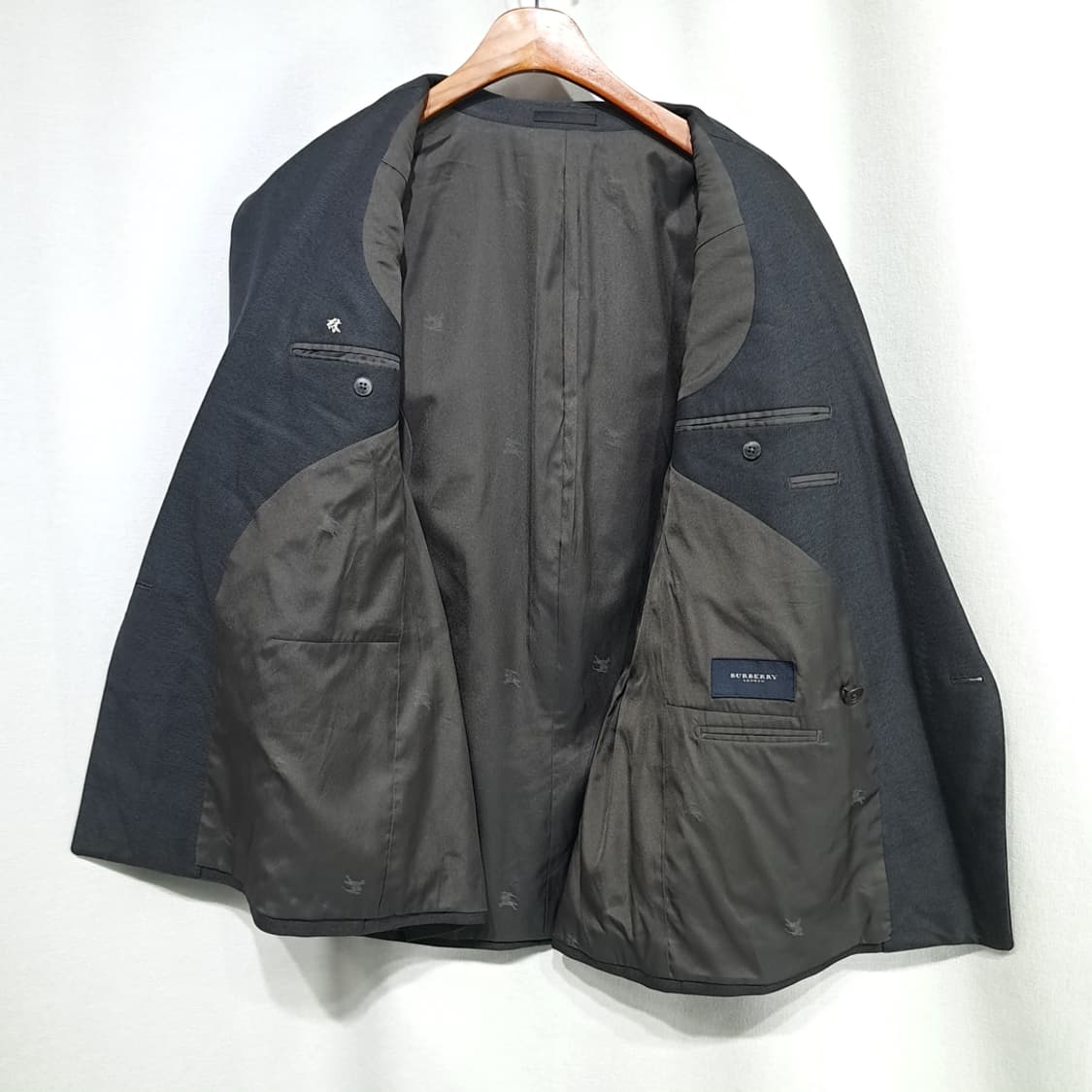 CL004 XL 버버리 런던 일본판 울 100% 네이비 은장 더블 블레 상품이미지4